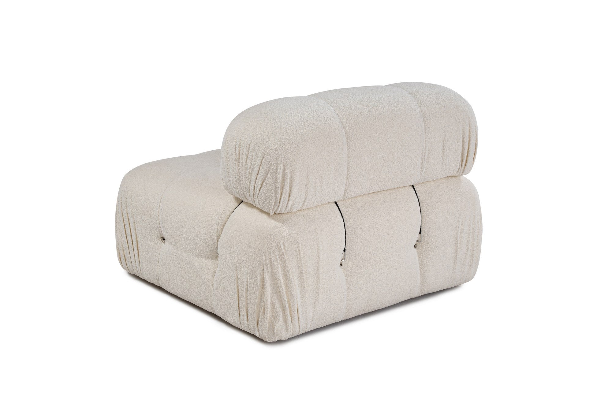 Sofá elegante de 1 lugar, branco, 95 x 95 x 75 cm | Estrutura em madeira de faia e aglomerado, 100% poliéster, encosto removível, personalizável | Perfeito para espaços modernos