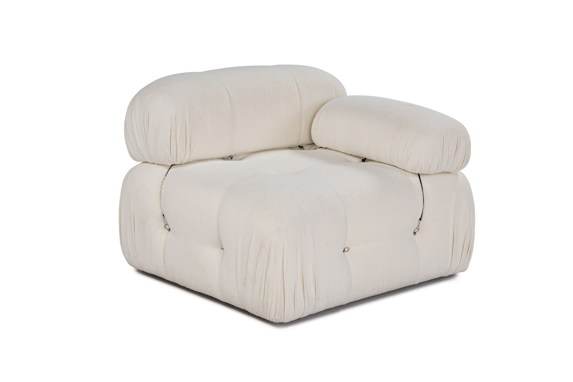 Sofá elegante de 1 lugar, branco, 95 x 95 x 75 cm | Estrutura em madeira de faia e aglomerado, 100% poliéster, encosto e braço removíveis | Design moderno e personalizável
