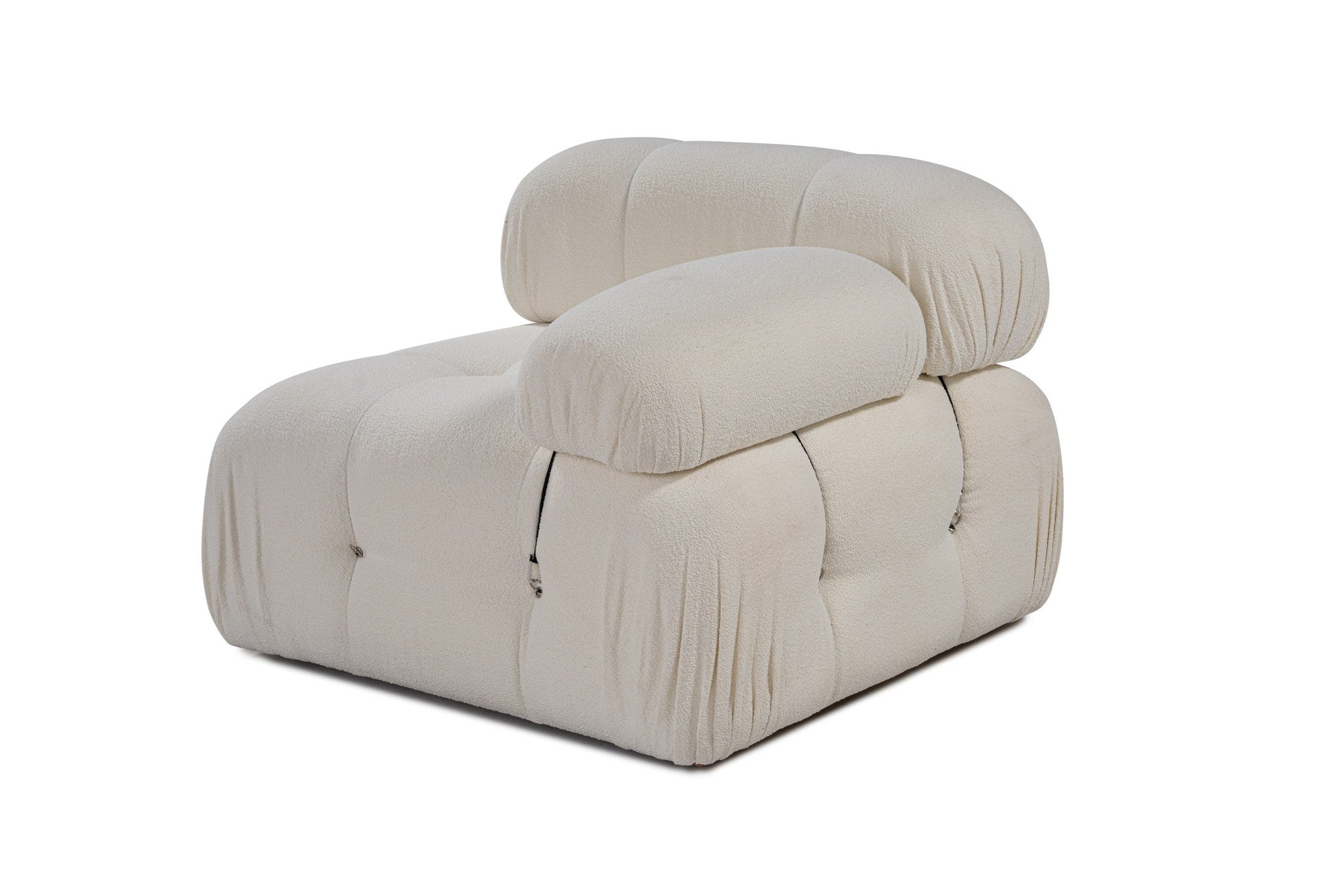Sofá elegante de 1 lugar, branco, 95 x 95 x 75 cm | Estrutura em madeira de faia e aglomerado, 100% poliéster, encosto e braço removíveis | Design moderno e personalizável