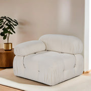 Sofá elegante de 1 lugar, branco, 95 x 95 x 75 cm | Estrutura em madeira de faia e aglomerado, 100% poliéster, encosto e braço removíveis | Design moderno e personalizável