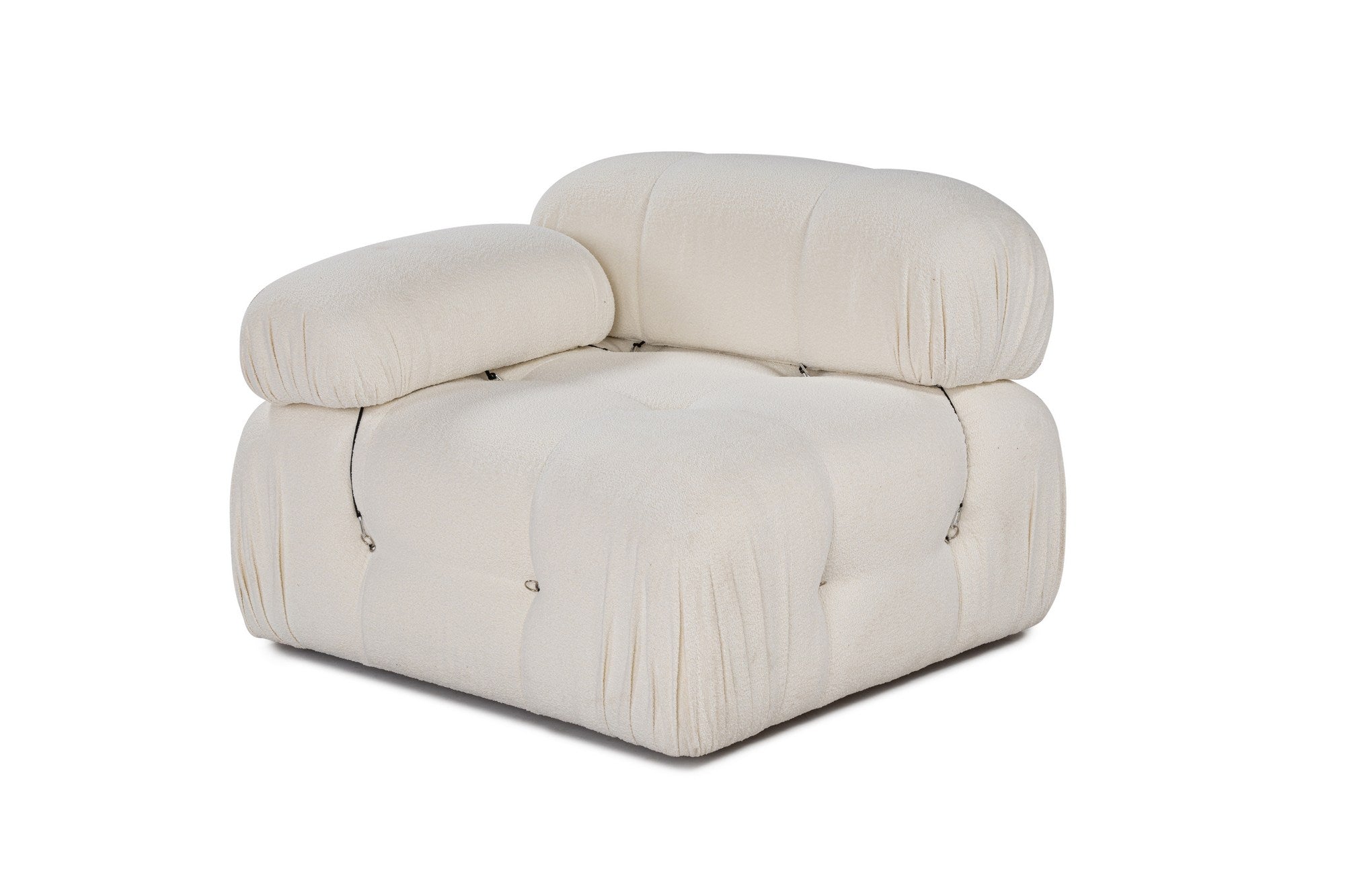 Sofá elegante de 1 lugar, branco, 95 x 95 x 75 cm | Estrutura em madeira de faia e aglomerado, 100% poliéster, encosto e braço removíveis | Design moderno e personalizável