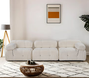 Sofá elegante de 3 lugares, branco, 288 x 95 x 75 cm | Estrutura em madeira de faia e aglomerado, 100% poliéster, encosto e braço removíveis | Conforto em espuma macia, design moderno