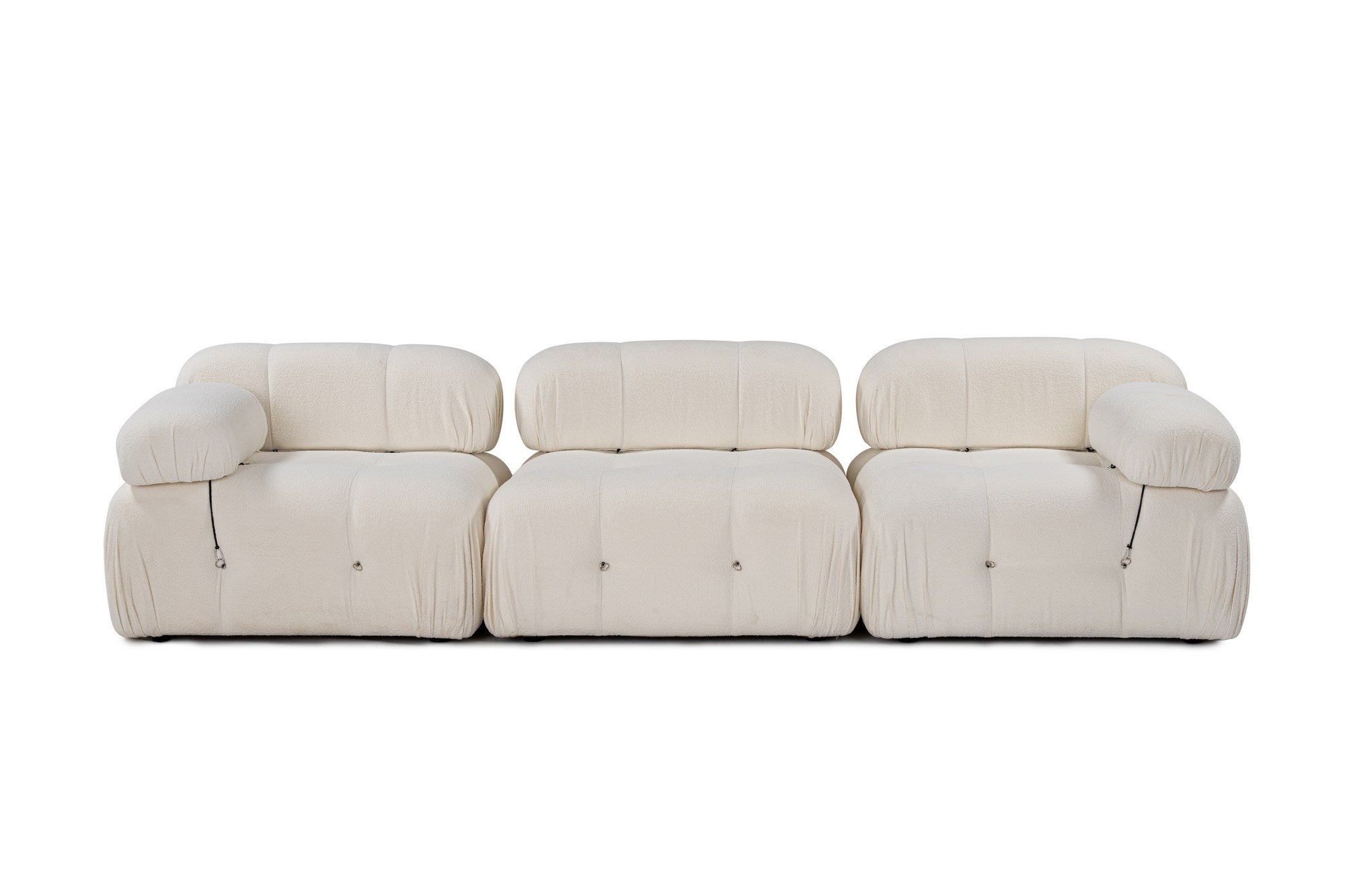 Sofá elegante de 3 lugares, branco, 288 x 95 x 75 cm | Estrutura em madeira de faia e aglomerado, 100% poliéster, encosto e braço removíveis | Conforto em espuma macia, design moderno