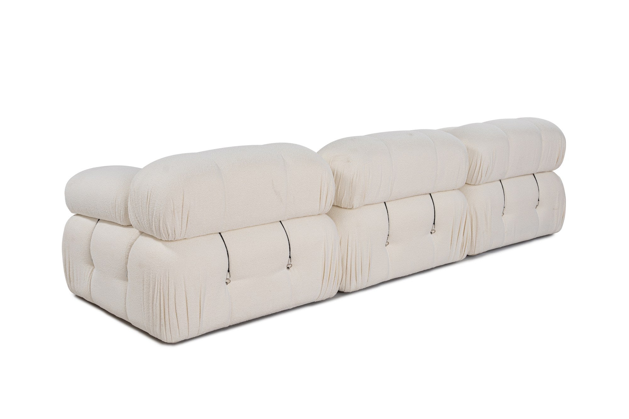 Sofá elegante de 3 lugares, branco, 288 x 95 x 75 cm | Estrutura em madeira de faia e aglomerado, 100% poliéster, encosto e braço removíveis | Conforto em espuma macia, design moderno