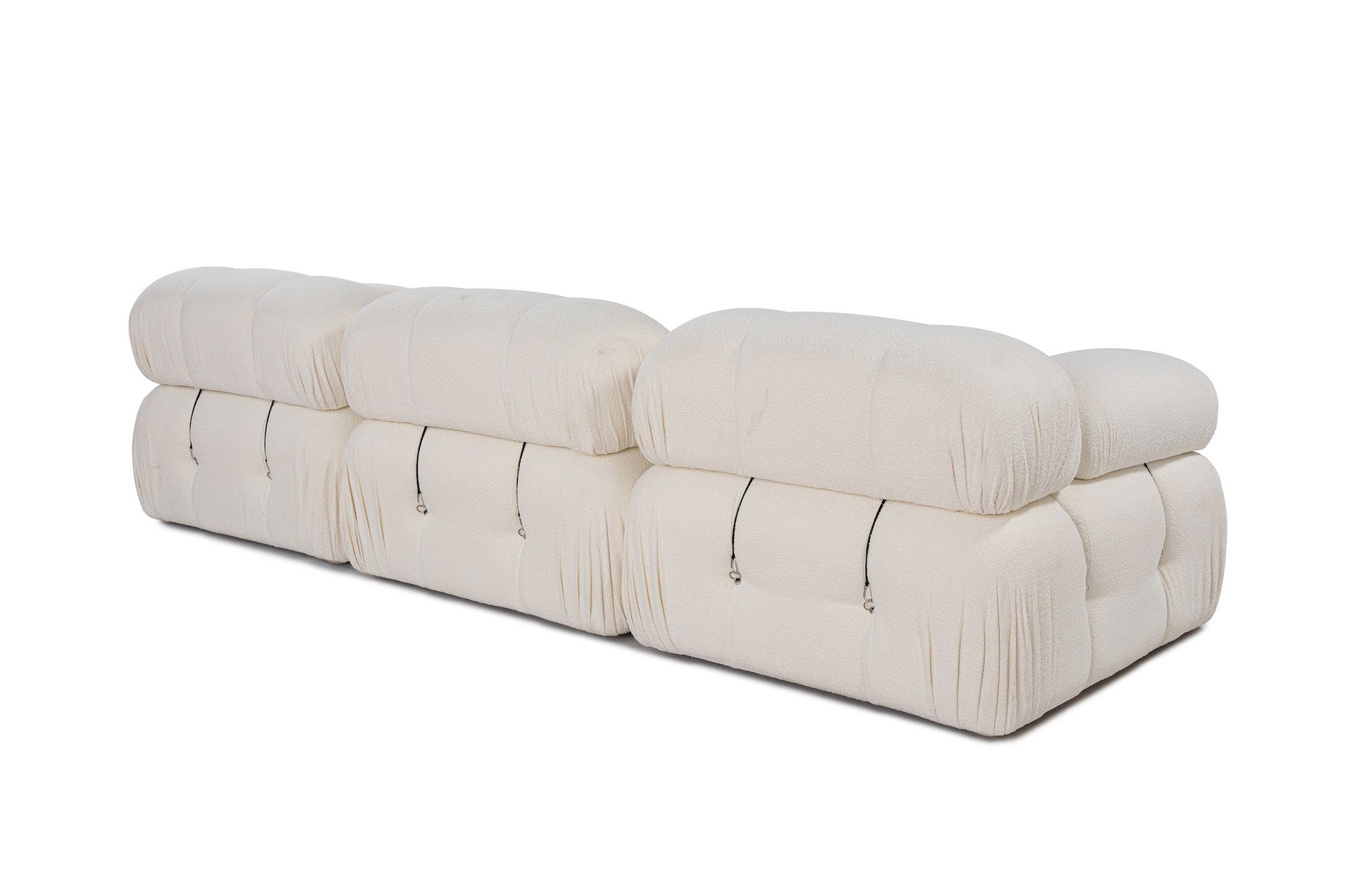 Sofá elegante de 3 lugares, branco, 288 x 95 x 75 cm | Estrutura em madeira de faia e aglomerado, 100% poliéster, encosto e braço removíveis | Conforto em espuma macia, design moderno