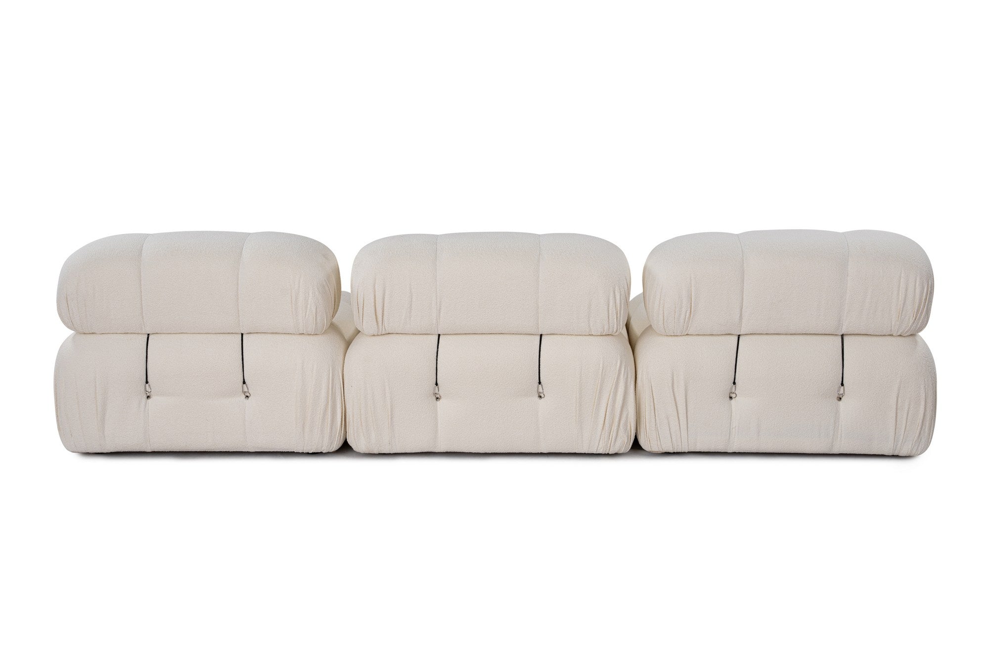 Sofá elegante de 3 lugares, branco, 288 x 95 x 75 cm | Estrutura em madeira de faia e aglomerado, 100% poliéster, encosto e braço removíveis | Conforto em espuma macia, design moderno