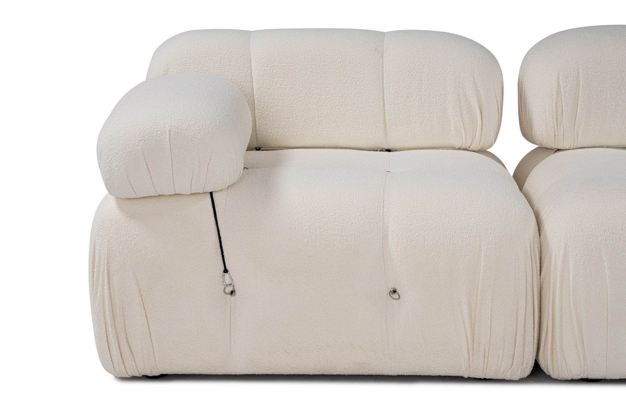 Sofá de canto elegante, branco, 288 x 190 x 95 cm | Estrutura em madeira de faia e aglomerado, 100% poliéster, encosto e braço removíveis | Conforto em espuma macia, design moderno