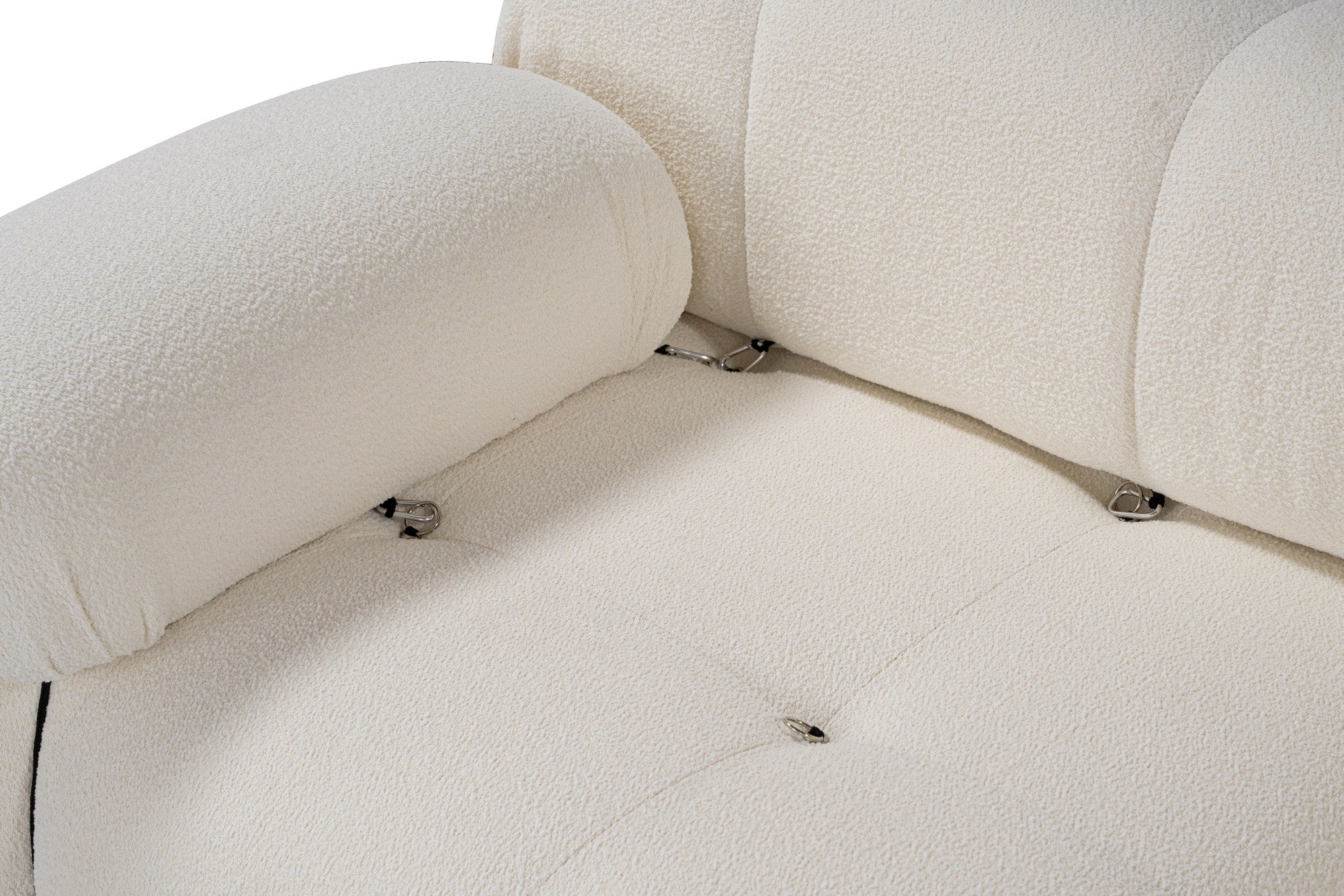 Sofá de canto elegante, branco, 288 x 190 x 95 cm | Estrutura em madeira de faia e aglomerado, 100% poliéster, encosto e braço removíveis | Conforto em espuma macia, design moderno