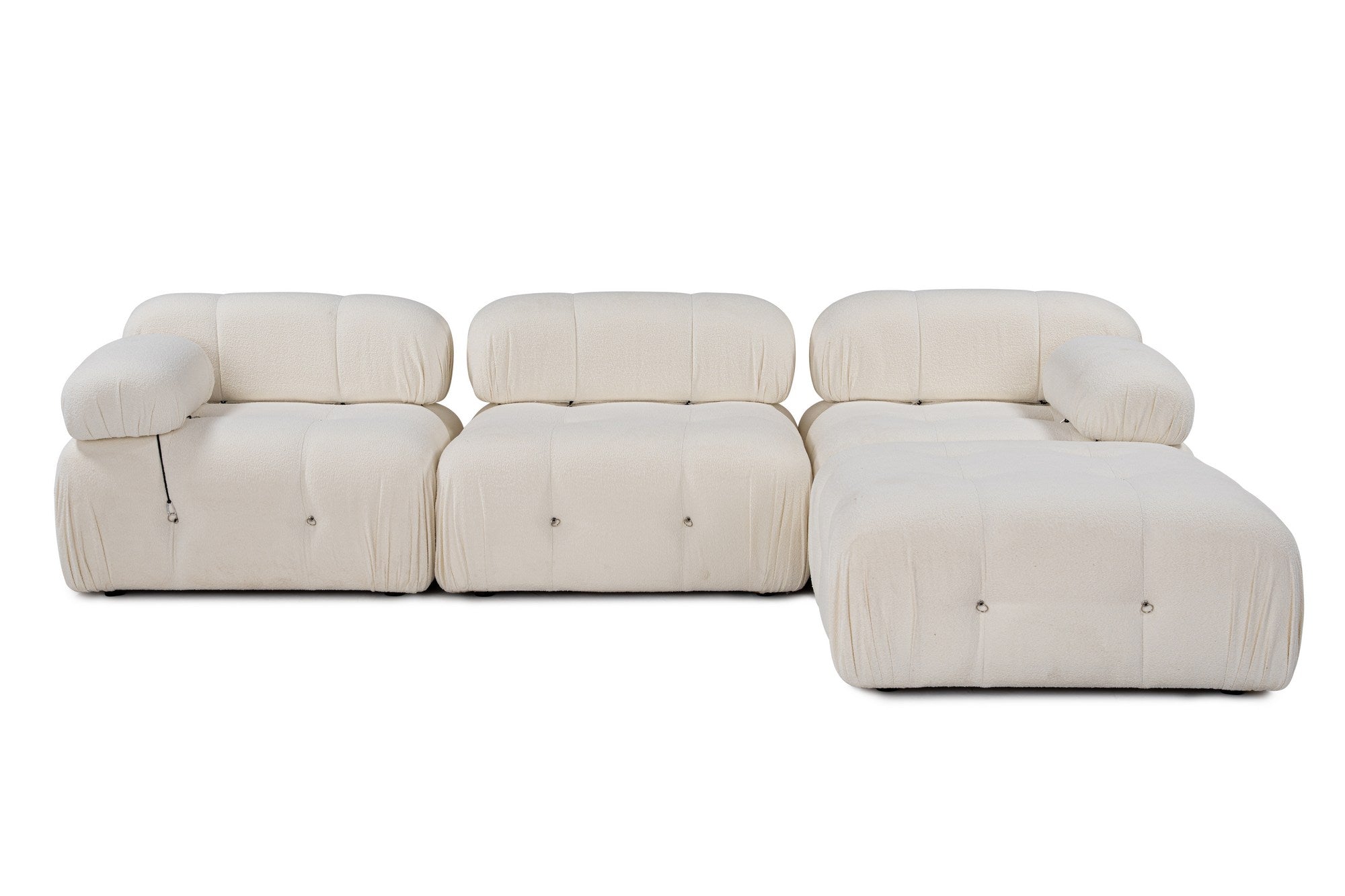 Sofá de canto elegante, branco, 288 x 190 x 95 cm | Estrutura em madeira de faia e aglomerado, 100% poliéster, encosto e braço removíveis | Conforto em espuma macia, design moderno