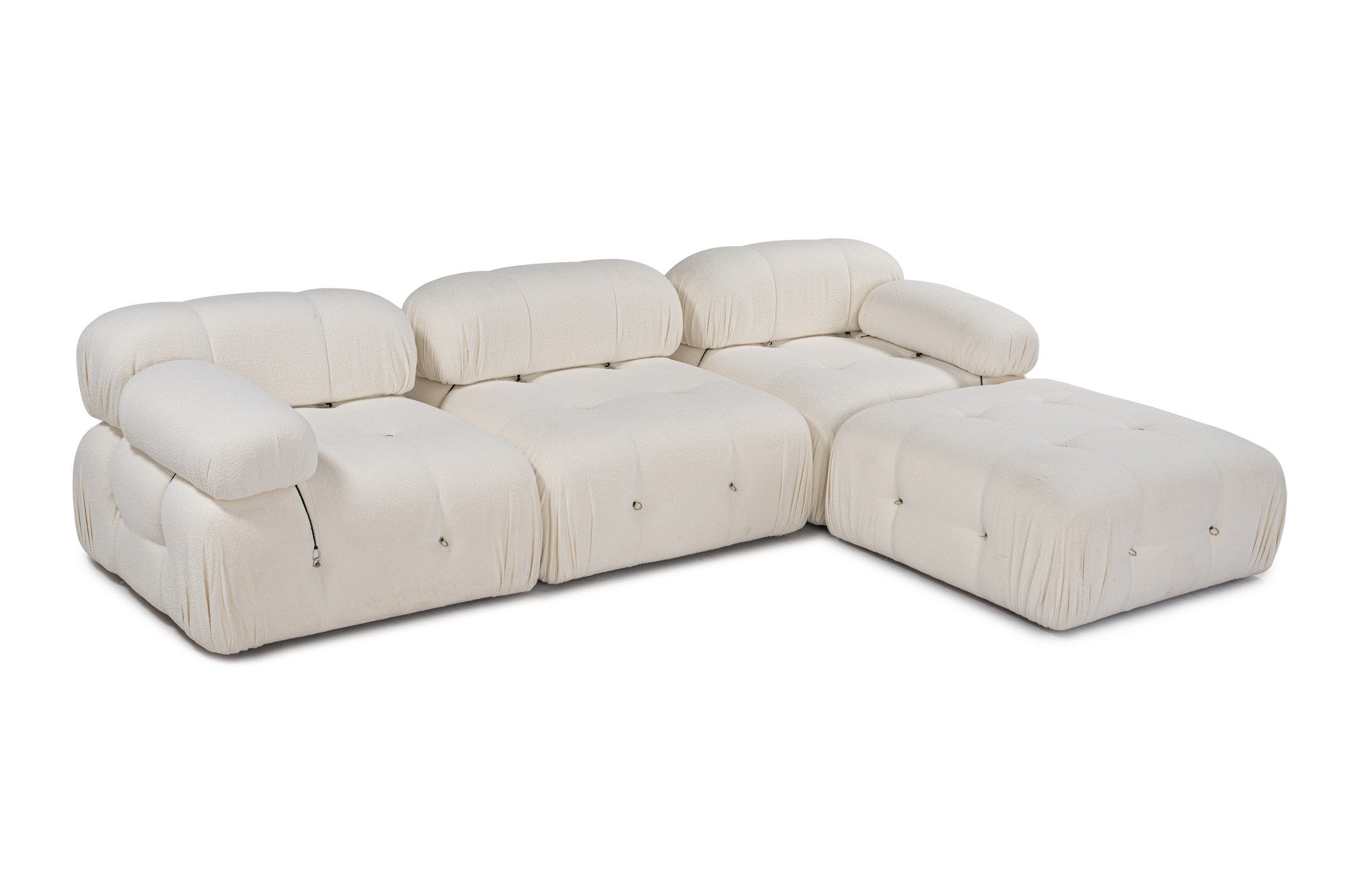 Sofá de canto elegante, branco, 288 x 190 x 95 cm | Estrutura em madeira de faia e aglomerado, 100% poliéster, encosto e braço removíveis | Conforto em espuma macia, design moderno