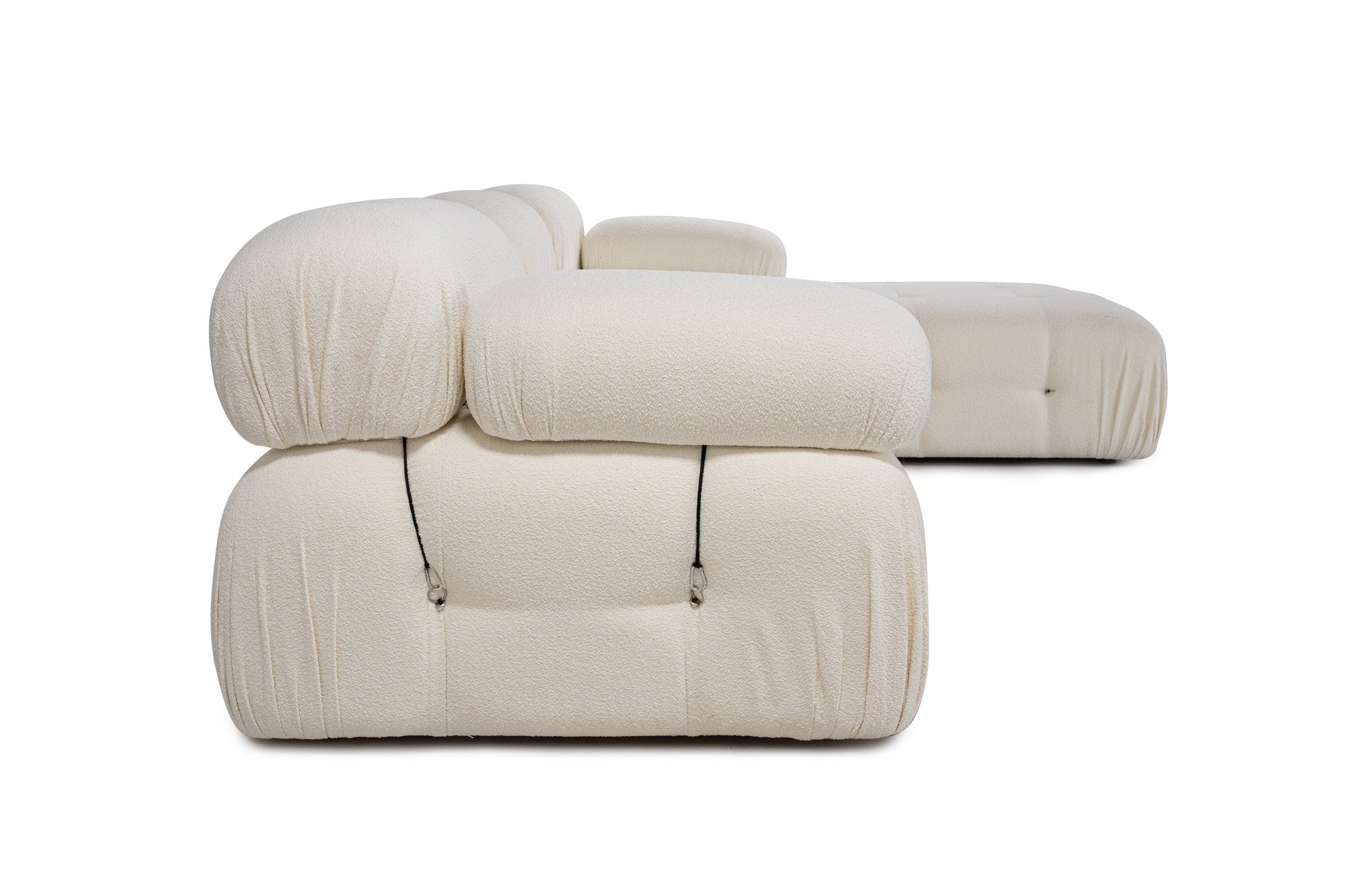Sofá de canto elegante, branco, 288 x 190 x 95 cm | Estrutura em madeira de faia e aglomerado, 100% poliéster, encosto e braço removíveis | Conforto em espuma macia, design moderno