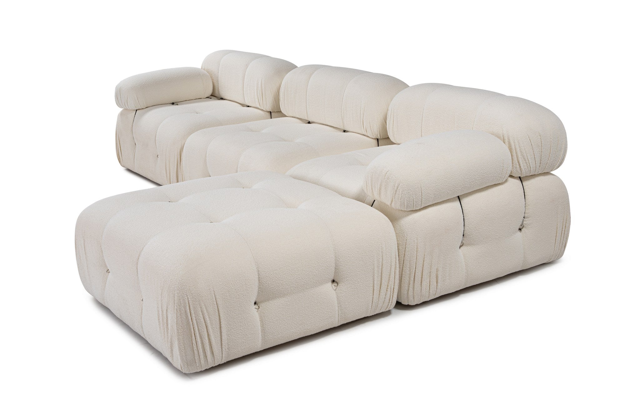 Sofá de canto elegante, branco, 288 x 190 x 95 cm | Estrutura em madeira de faia e aglomerado, 100% poliéster, encosto e braço removíveis | Conforto em espuma macia, design moderno