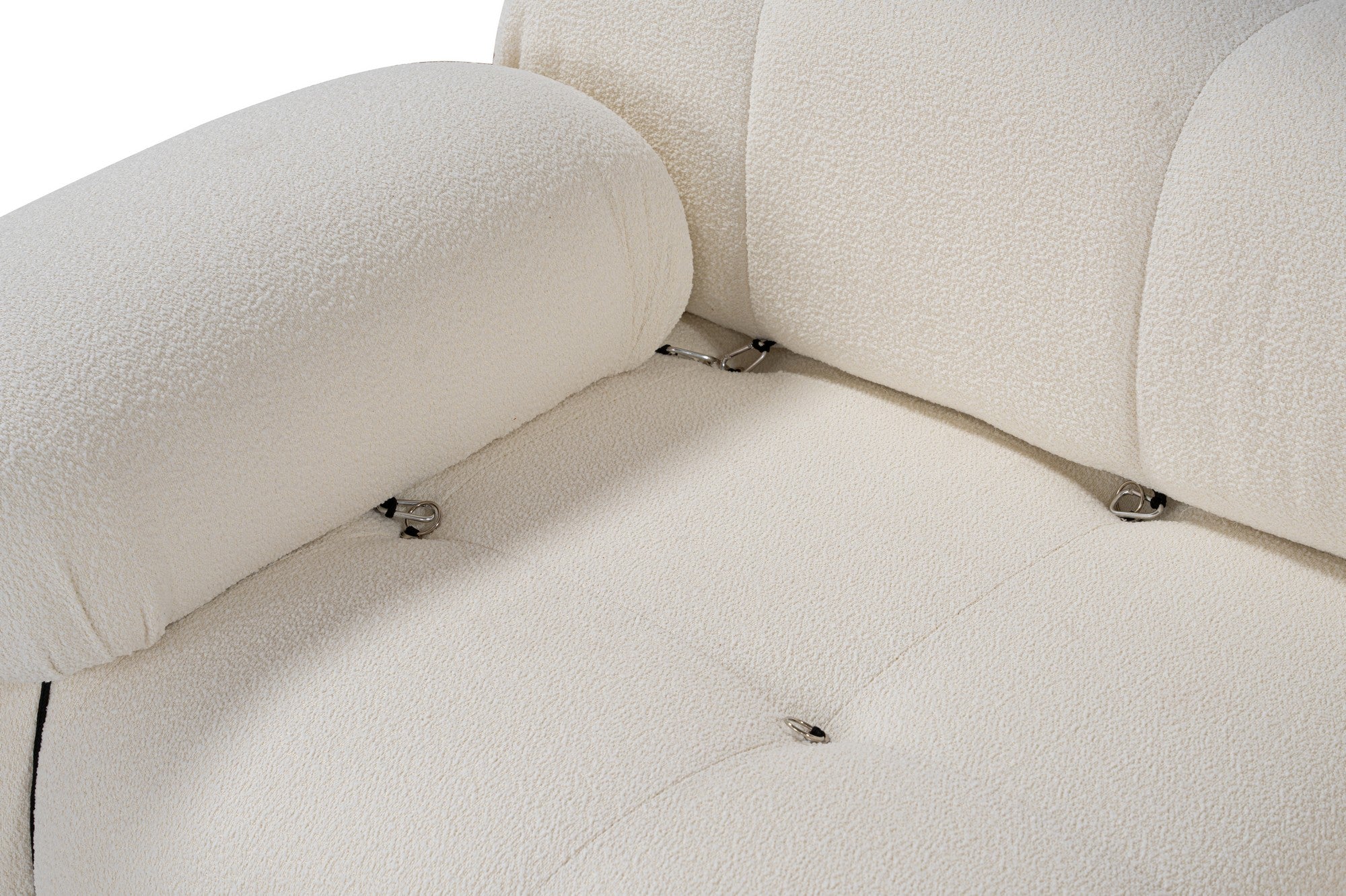 Sofá elegante de 2 lugares, cor creme, 190 x 95 x 75 cm | Estrutura em madeira de faia e aglomerado, 100% poliéster, encosto e braço removíveis | Design modular personalizável
