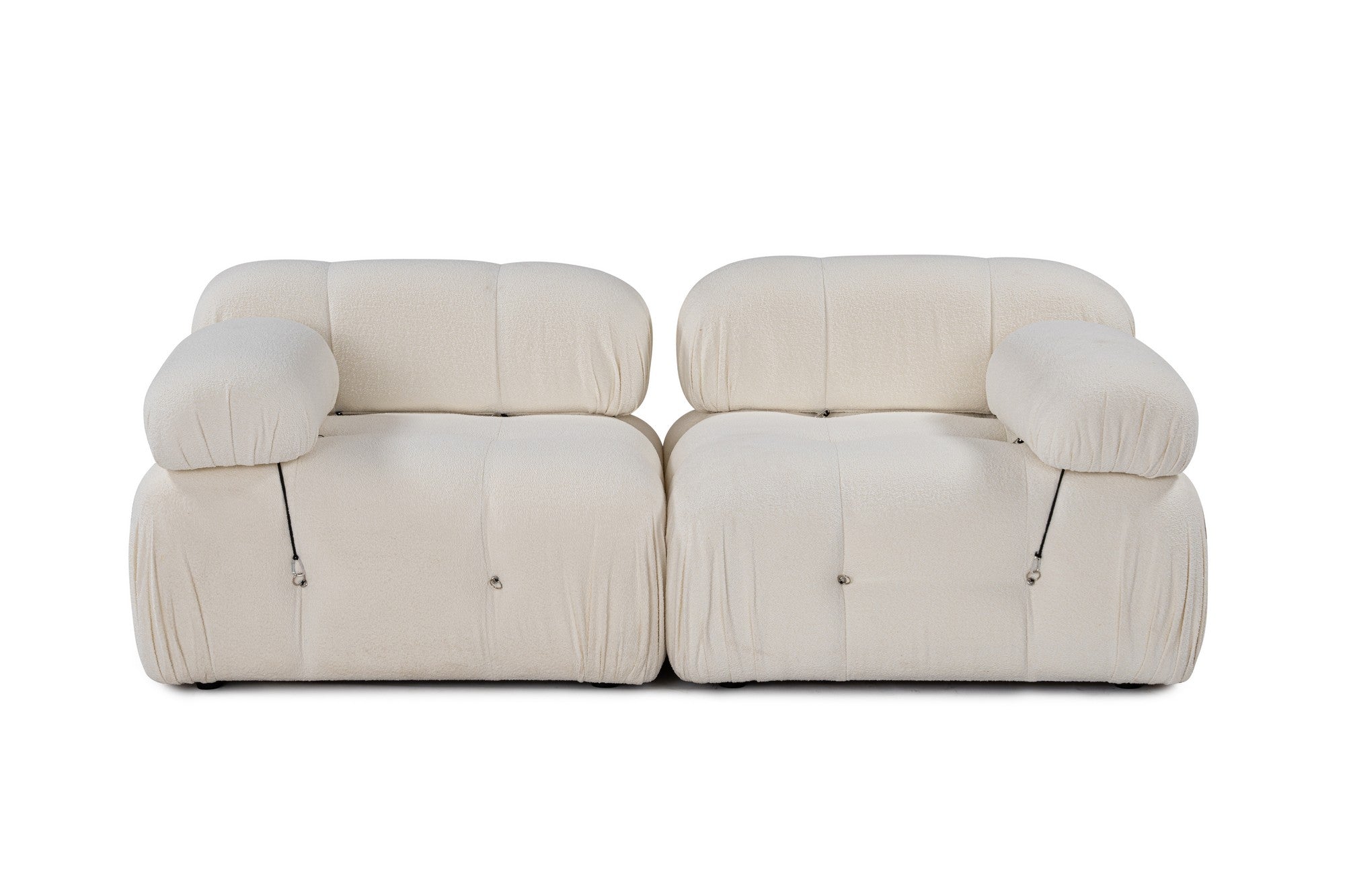 Sofá elegante de 2 lugares, cor creme, 190 x 95 x 75 cm | Estrutura em madeira de faia e aglomerado, 100% poliéster, encosto e braço removíveis | Design modular personalizável