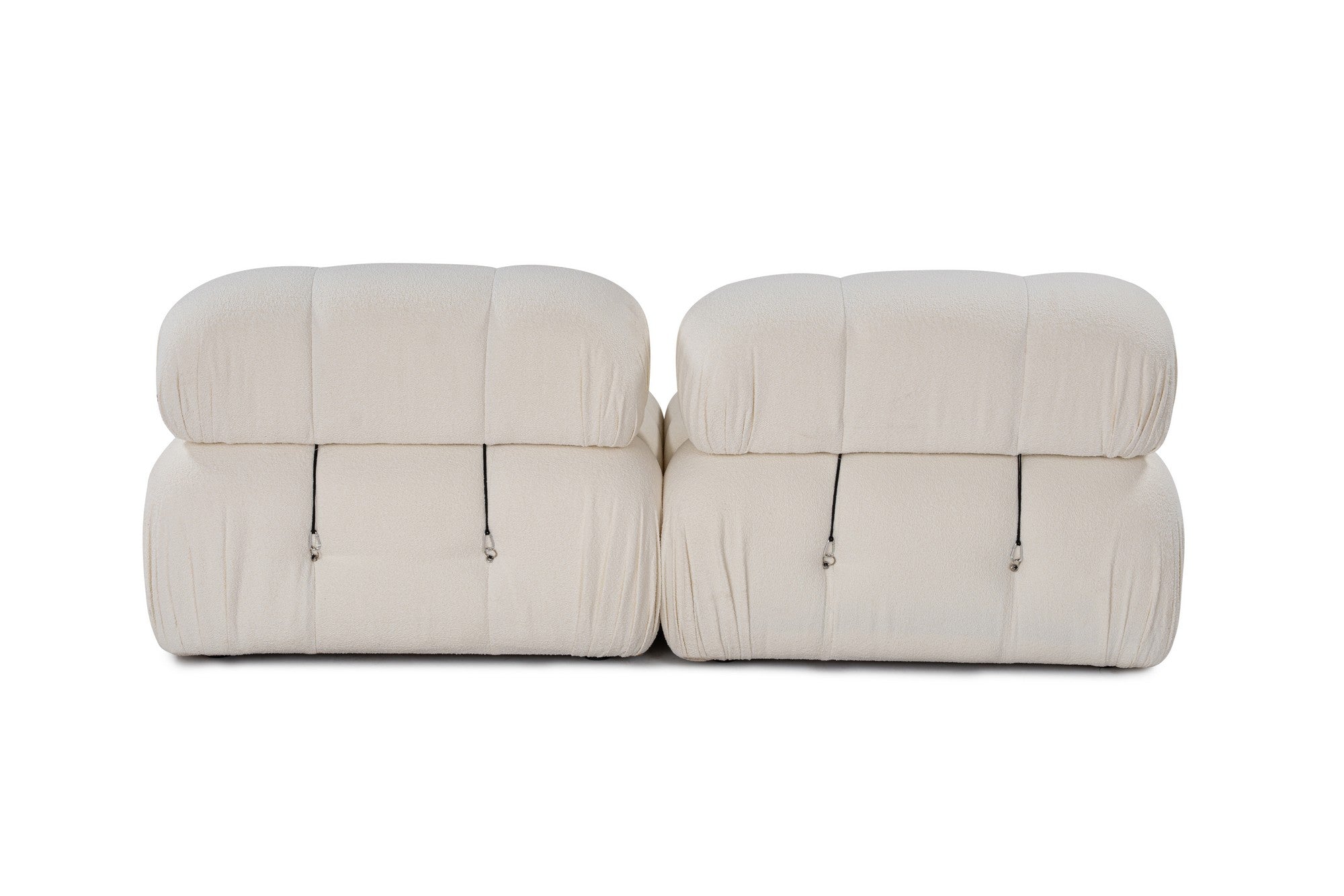 Sofá elegante de 2 lugares, cor creme, 190 x 95 x 75 cm | Estrutura em madeira de faia e aglomerado, 100% poliéster, encosto e braço removíveis | Design modular personalizável