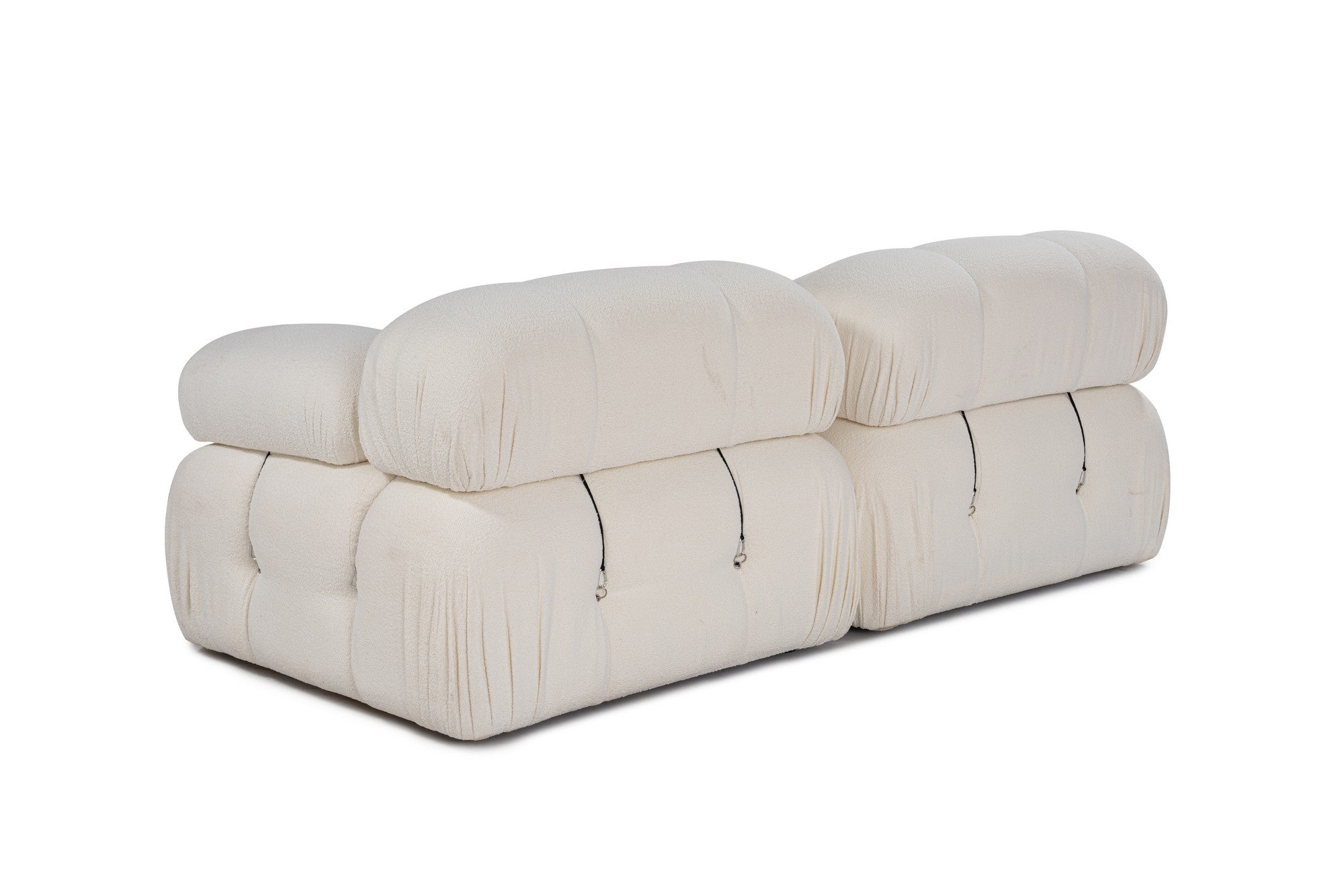 Sofá elegante de 2 lugares, cor creme, 190 x 95 x 75 cm | Estrutura em madeira de faia e aglomerado, 100% poliéster, encosto e braço removíveis | Design modular personalizável