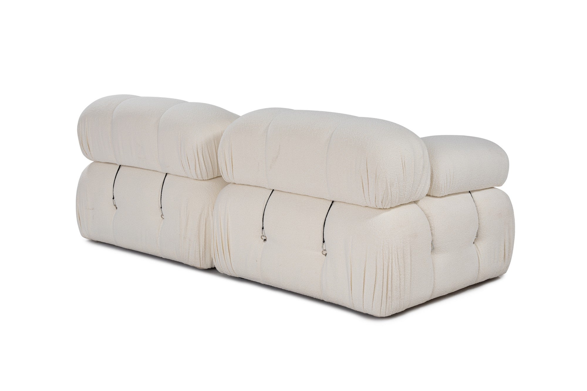 Sofá elegante de 2 lugares, cor creme, 190 x 95 x 75 cm | Estrutura em madeira de faia e aglomerado, 100% poliéster, encosto e braço removíveis | Design modular personalizável