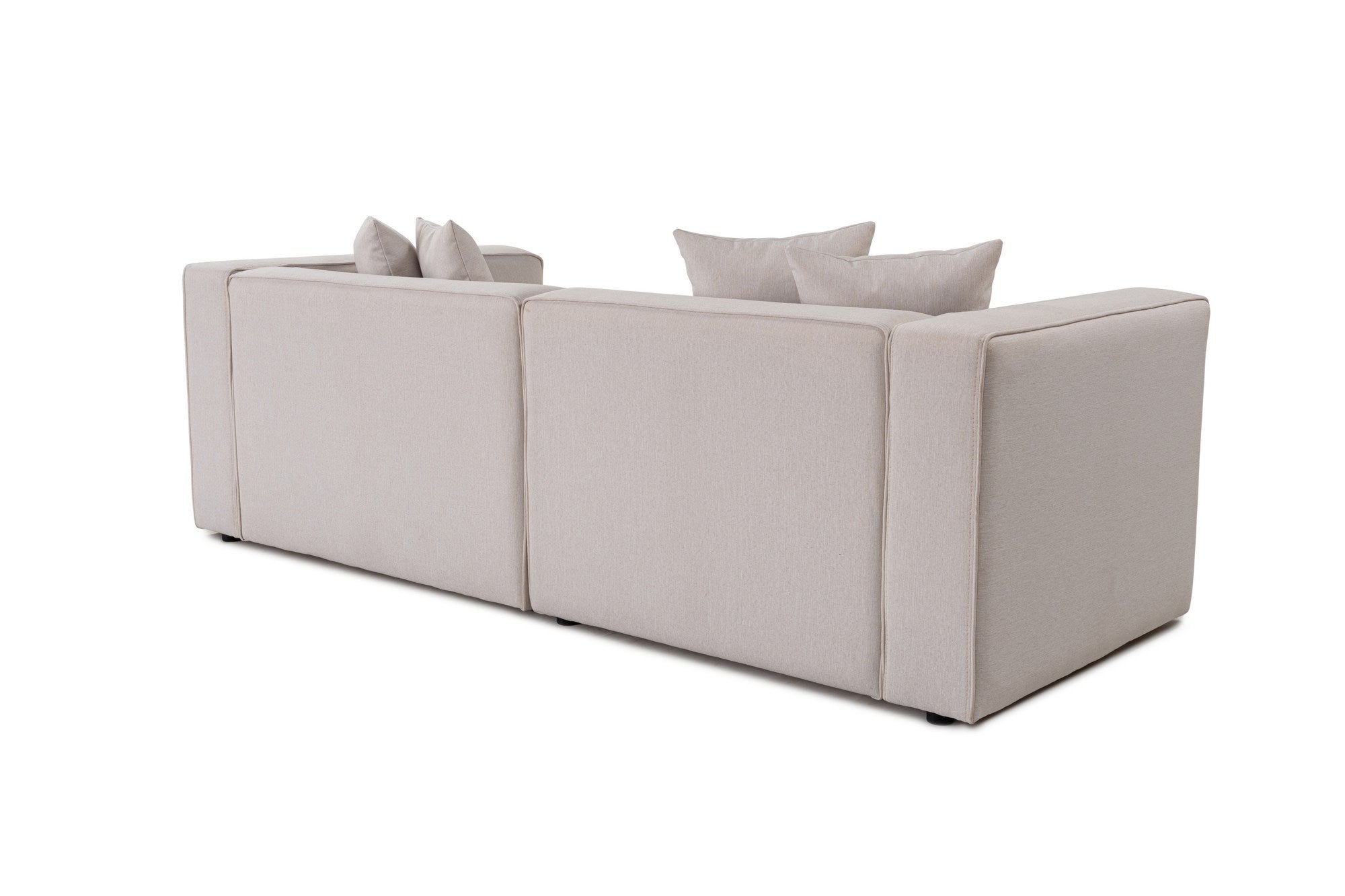 Sofá de 2 lugares em cru, tecido com textura macia, estrutura de faia e abeto, 220 x 69 x 90 cm | 30 almofadas de espuma DNS, elegantes e confortáveis para espaços modernos