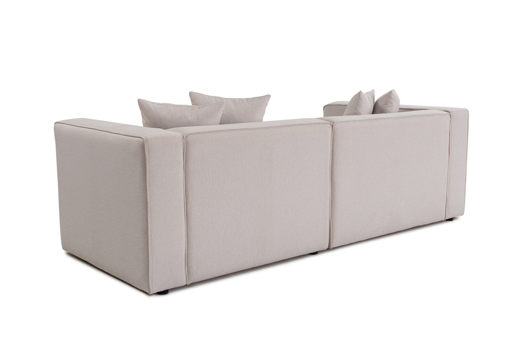 Sofá de 2 lugares em cru, tecido com textura macia, estrutura de faia e abeto, 220 x 69 x 90 cm | 30 almofadas de espuma DNS, elegantes e confortáveis para espaços modernos