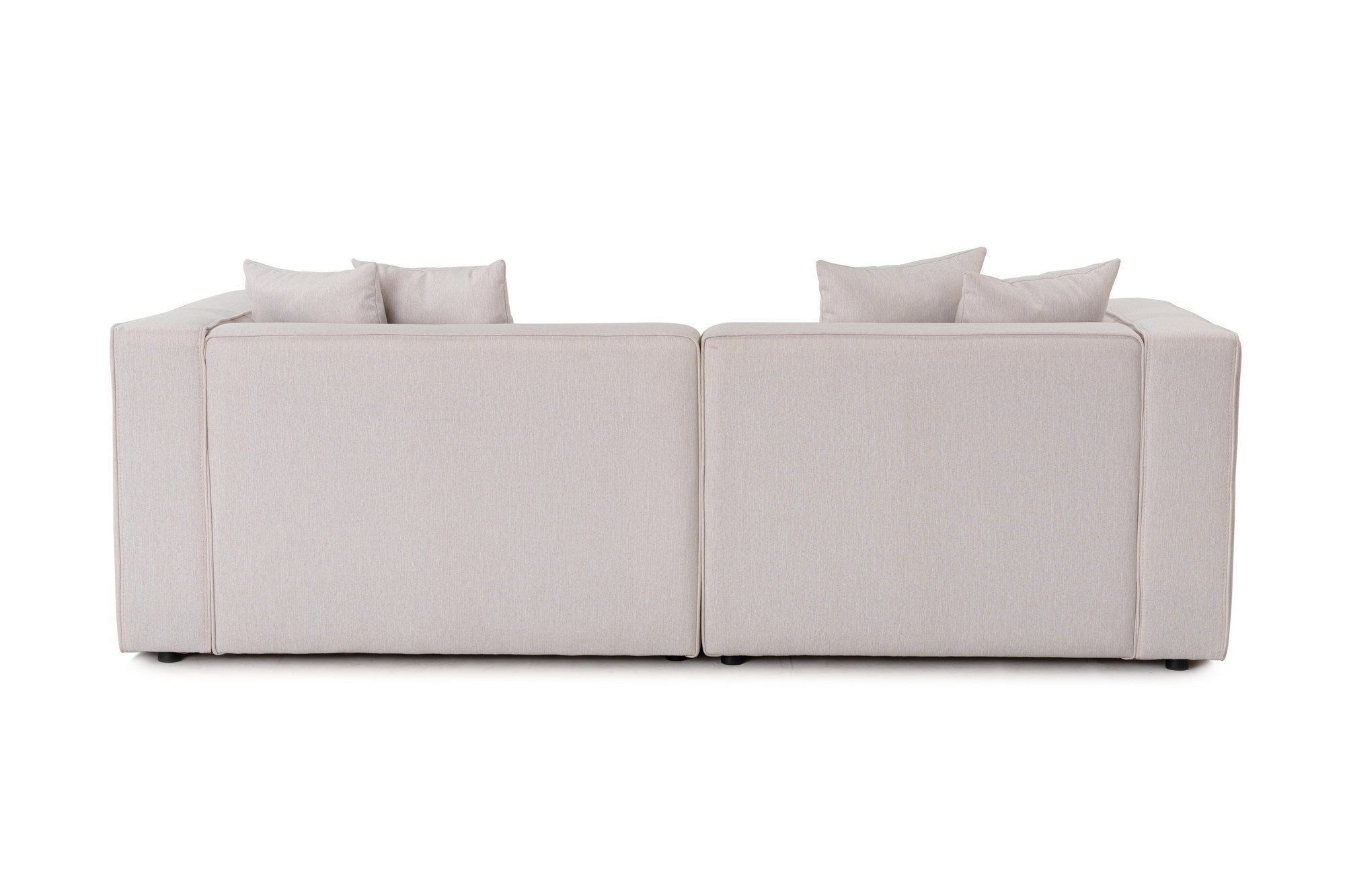 Sofá de 2 lugares em cru, tecido com textura macia, estrutura de faia e abeto, 220 x 69 x 90 cm | 30 almofadas de espuma DNS, elegantes e confortáveis para espaços modernos