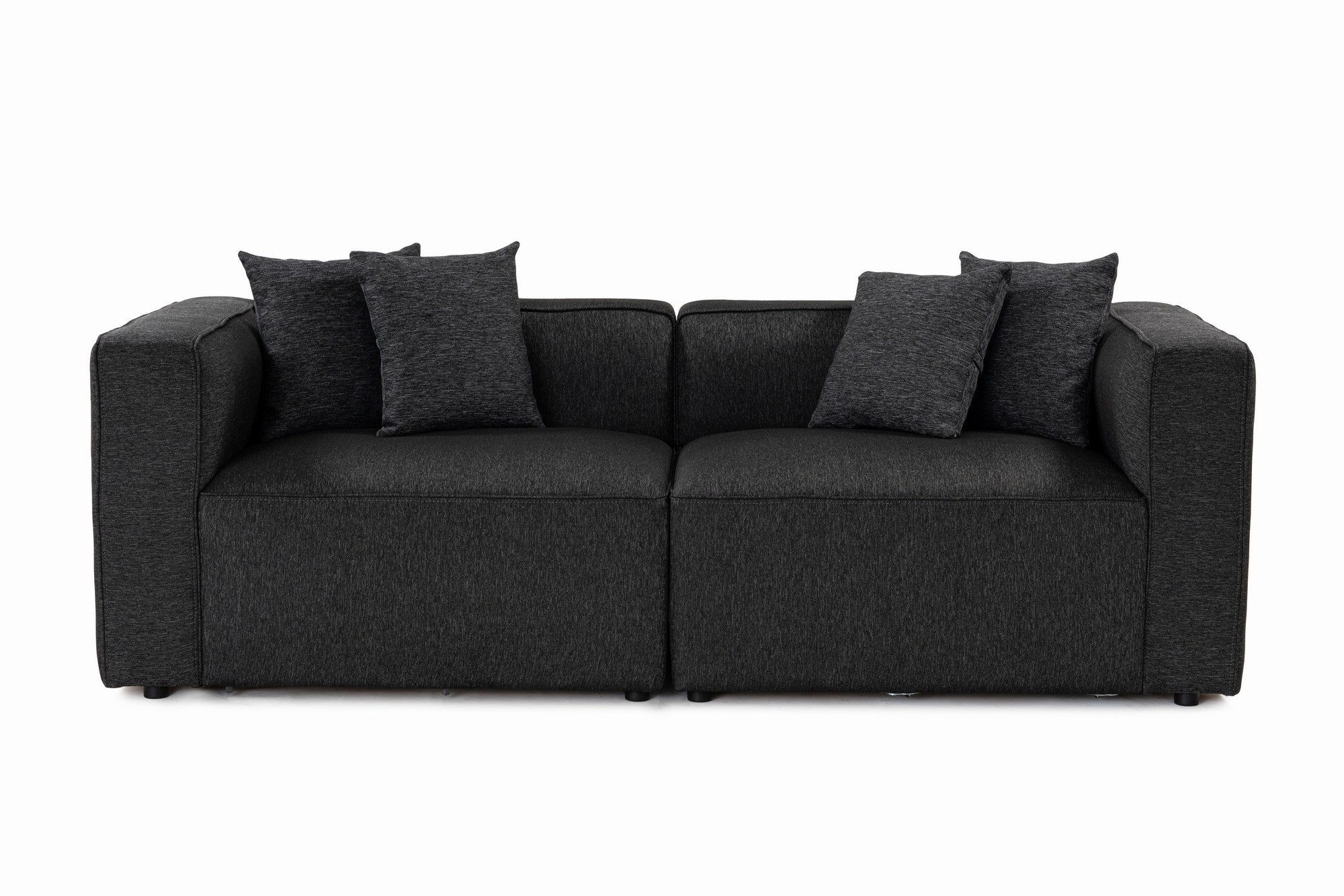 Sofá elegante de 2 lugares, antracite, 220 x 69 x 90 cm | Tecido de textura macia, estrutura de faia e abeto, 30 almofadas de espuma DNS | Perfeito para salas de estar modernas