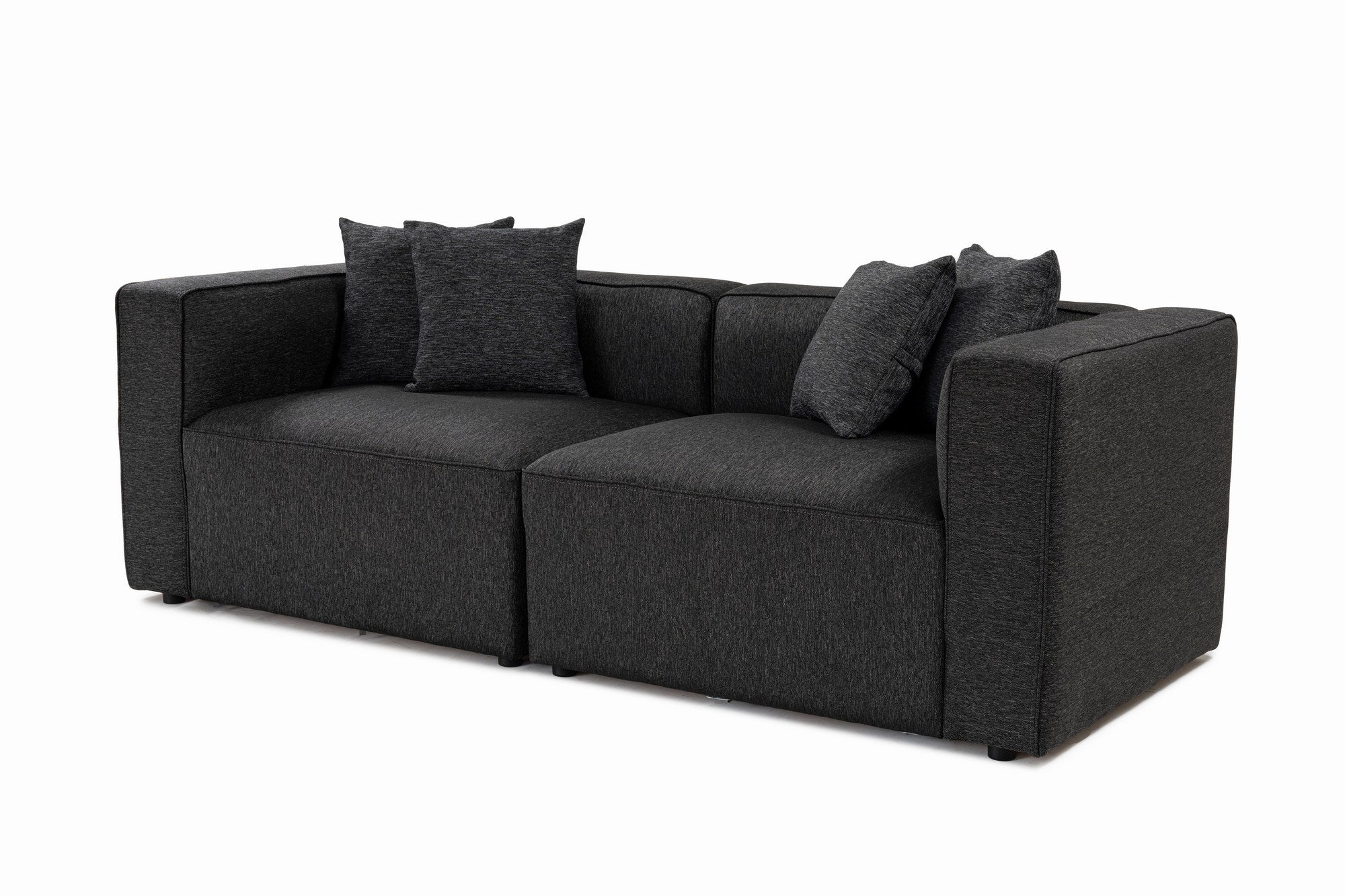 Sofá elegante de 2 lugares, antracite, 220 x 69 x 90 cm | Tecido de textura macia, estrutura de faia e abeto, 30 almofadas de espuma DNS | Perfeito para salas de estar modernas
