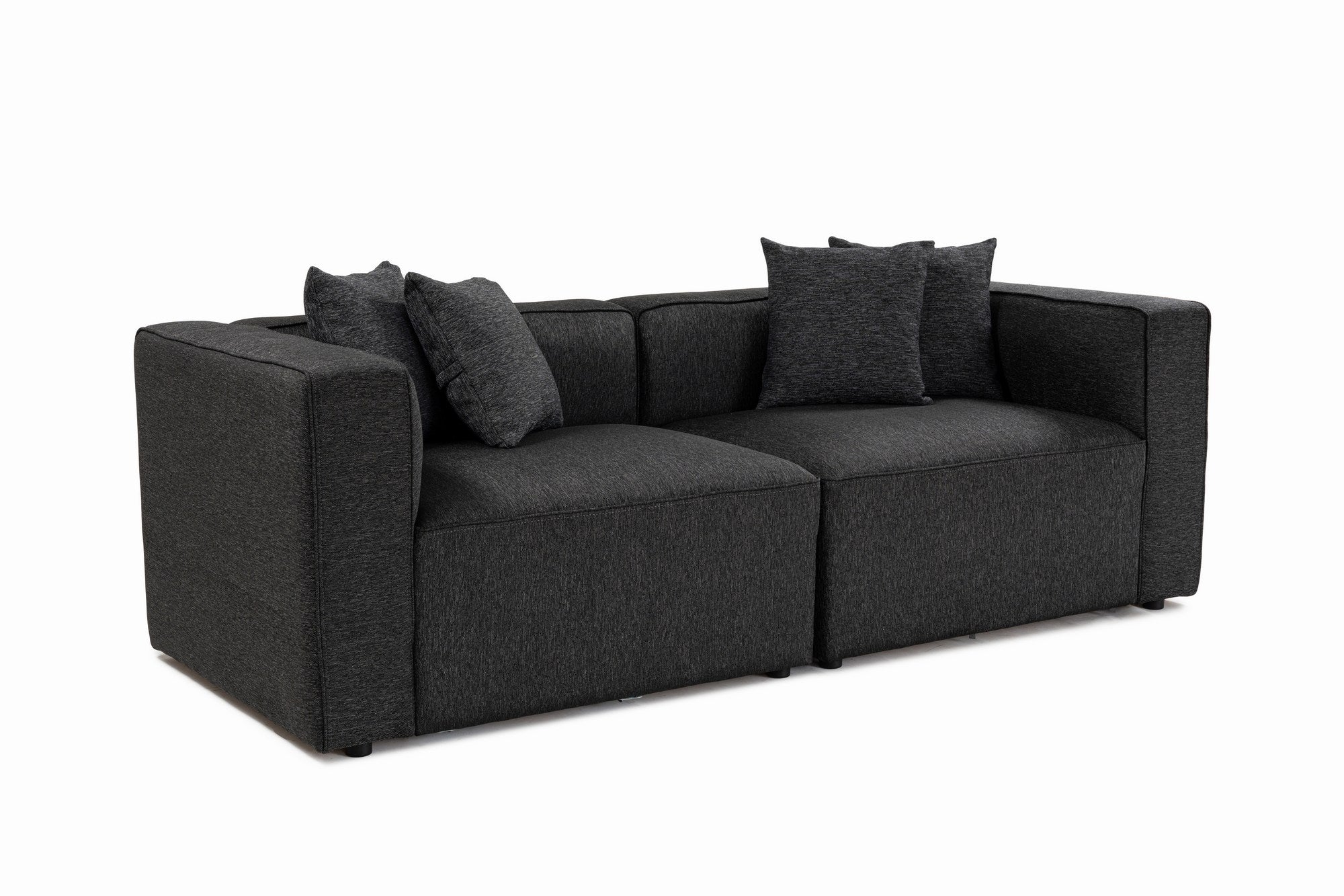 Sofá elegante de 2 lugares, antracite, 220 x 69 x 90 cm | Tecido de textura macia, estrutura de faia e abeto, 30 almofadas de espuma DNS | Perfeito para salas de estar modernas