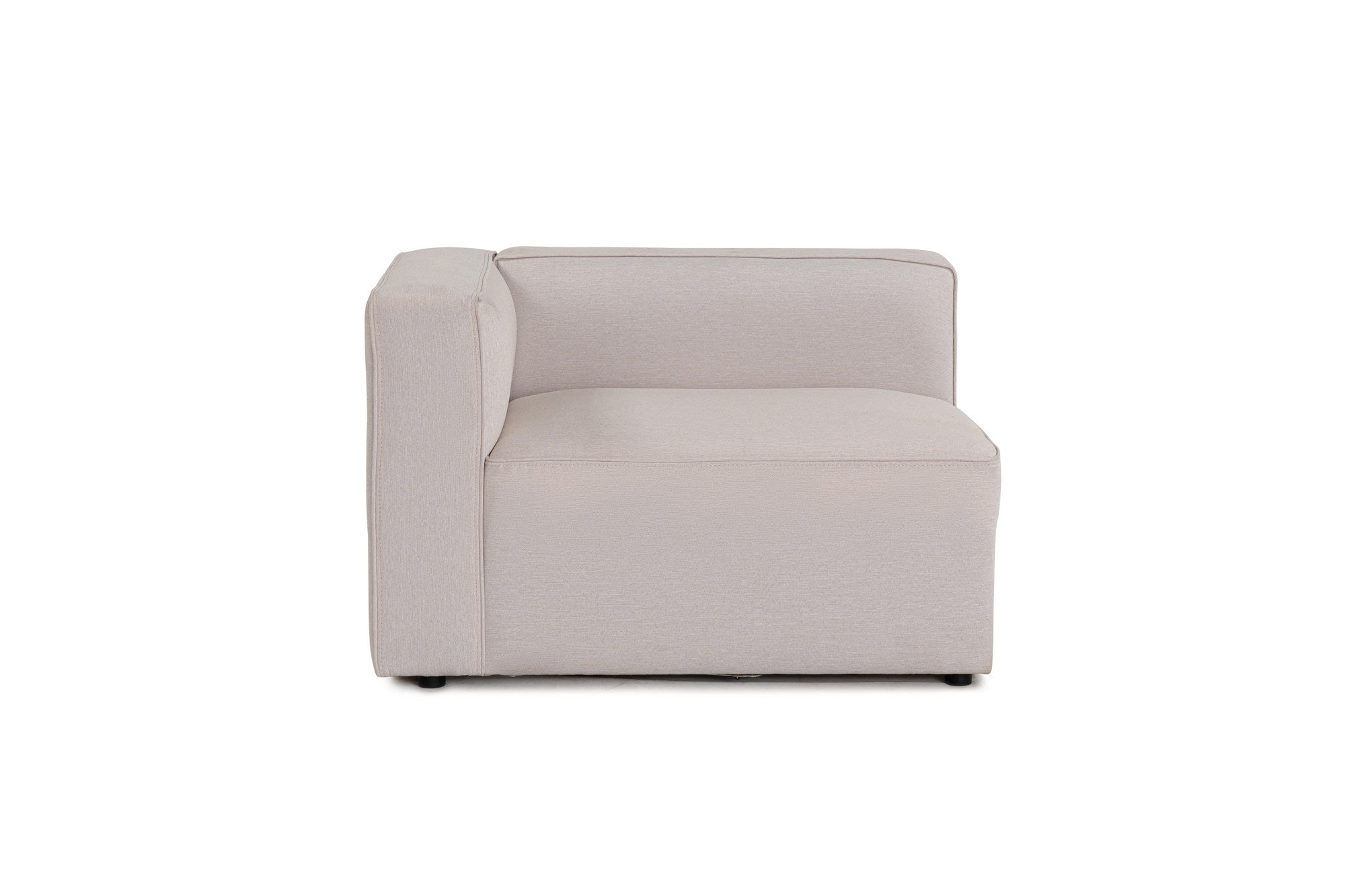 Sofá de canto elegante em cru, 230 cm x 180 cm x 69 cm | Tecido de textura macia, estrutura de faia e abeto, 30 almofadas de espuma DNS | Perfeito para salas de estar modernas