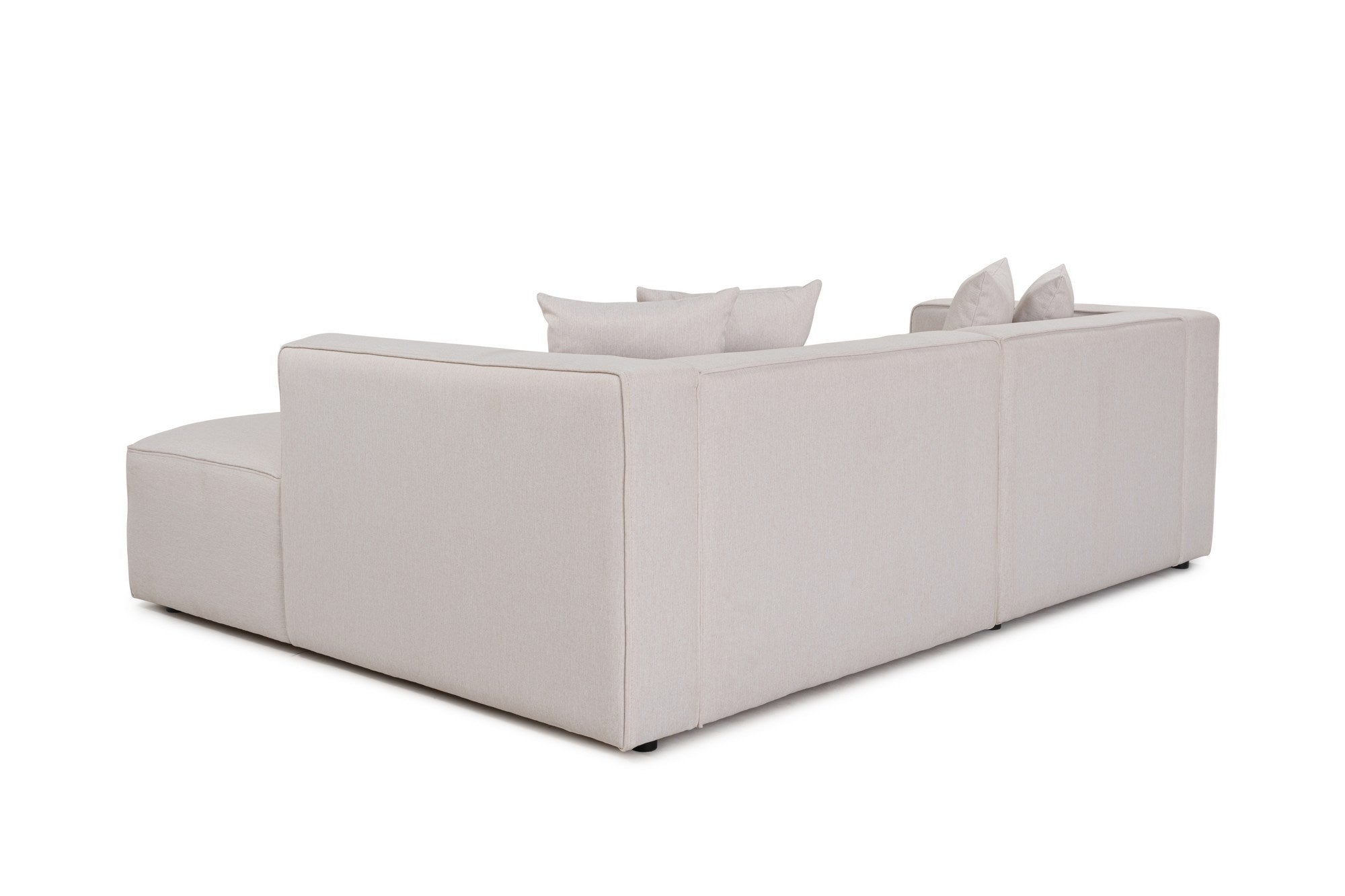 Sofá de canto elegante em cru, 230 cm x 180 cm x 69 cm | Tecido de textura macia, estrutura de faia e abeto, 30 almofadas de espuma DNS | Perfeito para salas de estar modernas