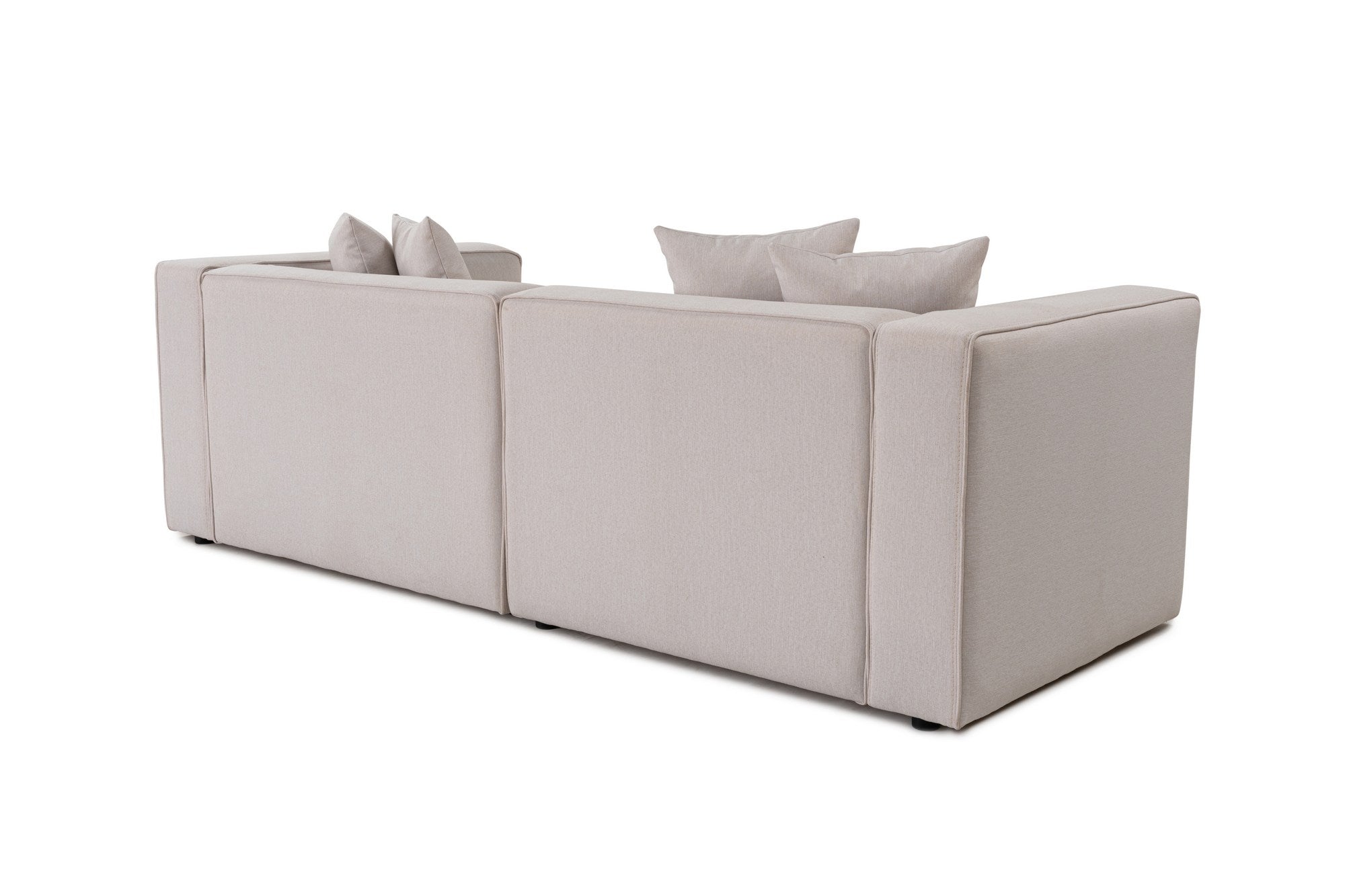 Sofá de canto elegante em cru, 230 cm x 180 cm x 69 cm | Tecido de textura macia, estrutura de faia e abeto, 30 almofadas de espuma DNS | Perfeito para salas de estar modernas