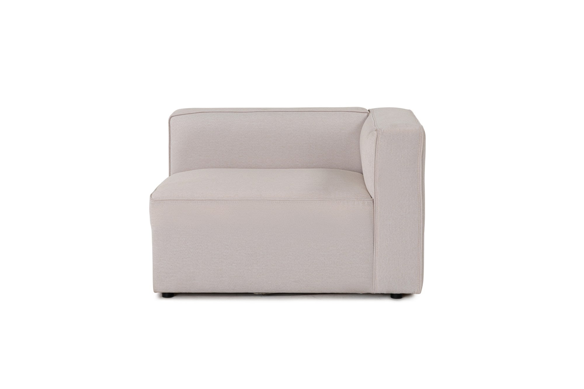 Sofá de canto elegante em cru, 230 cm x 180 cm x 69 cm | Tecido de textura macia, estrutura de faia e abeto, 30 almofadas de espuma DNS | Perfeito para salas de estar modernas