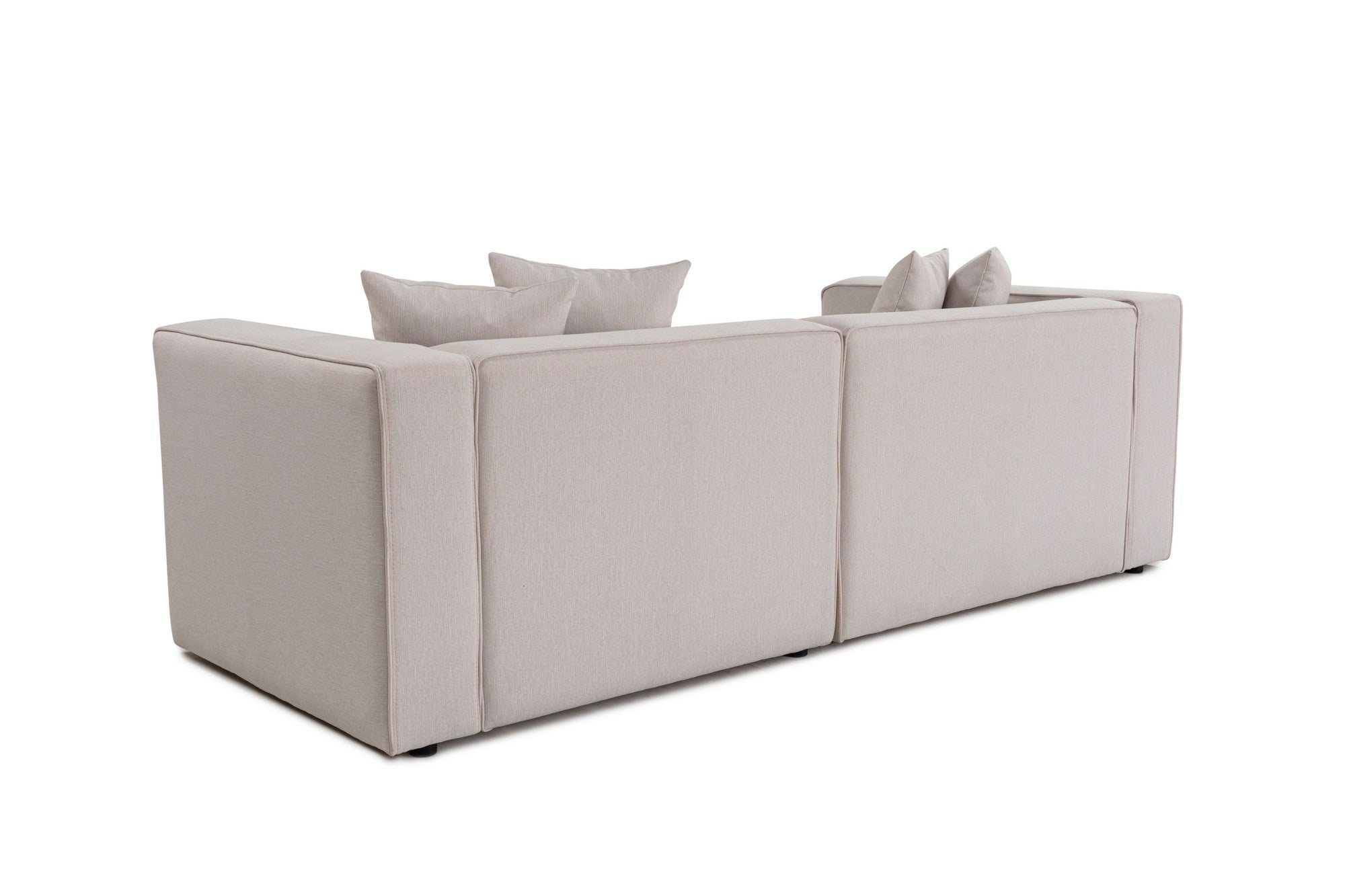 Sofá de canto elegante em cru, 230 cm x 180 cm x 69 cm | Tecido de textura macia, estrutura de faia e abeto, 30 almofadas de espuma DNS | Perfeito para salas de estar modernas