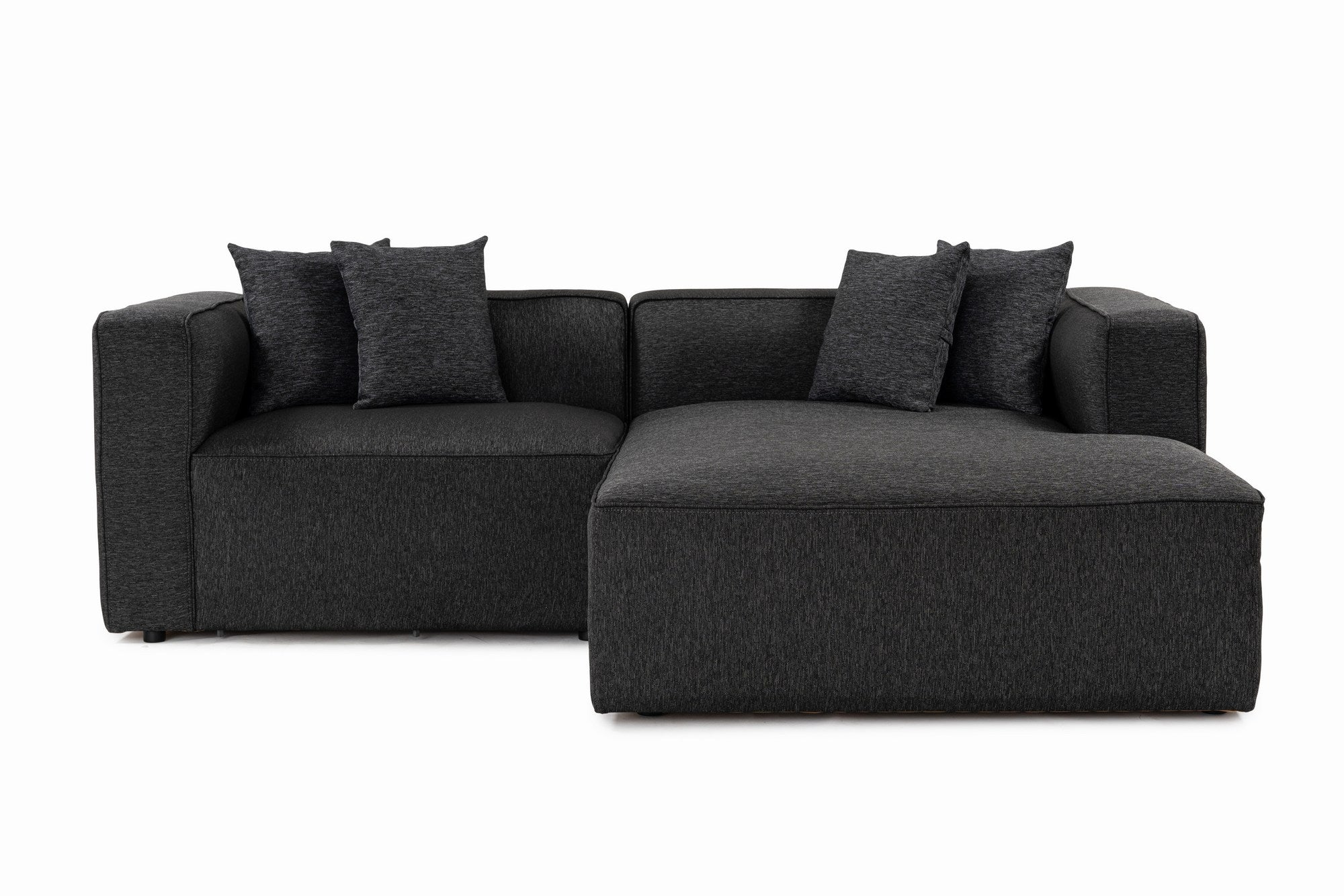 Sofá de canto elegante, antracite, 230 x 180 x 69 cm | Tecido de textura macia, estrutura de faia e abeto, 30 almofadas de espuma DNS | Perfeito para salas de estar modernas