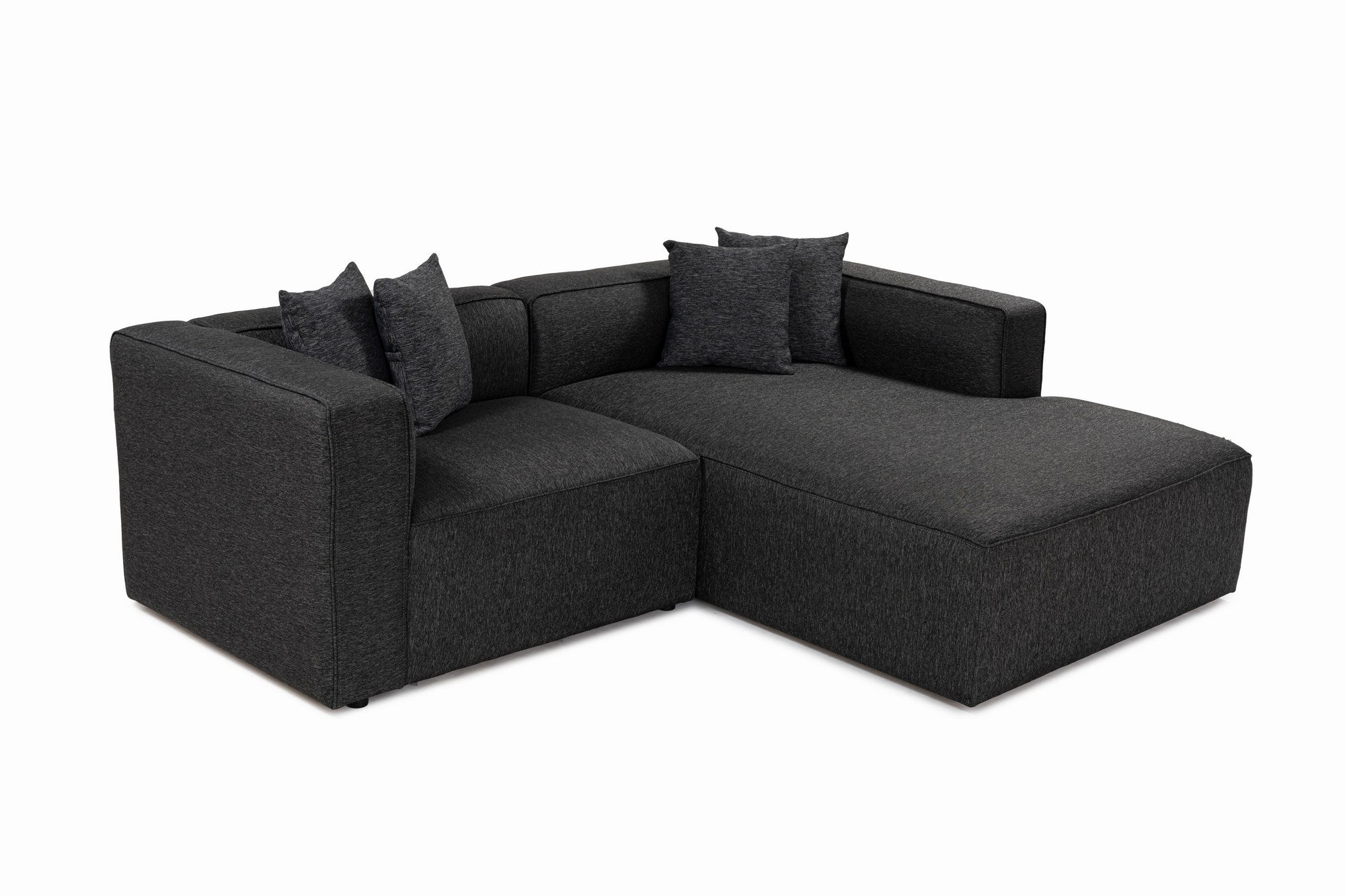 Sofá de canto elegante, antracite, 230 x 180 x 69 cm | Tecido de textura macia, estrutura de faia e abeto, 30 almofadas de espuma DNS | Perfeito para salas de estar modernas