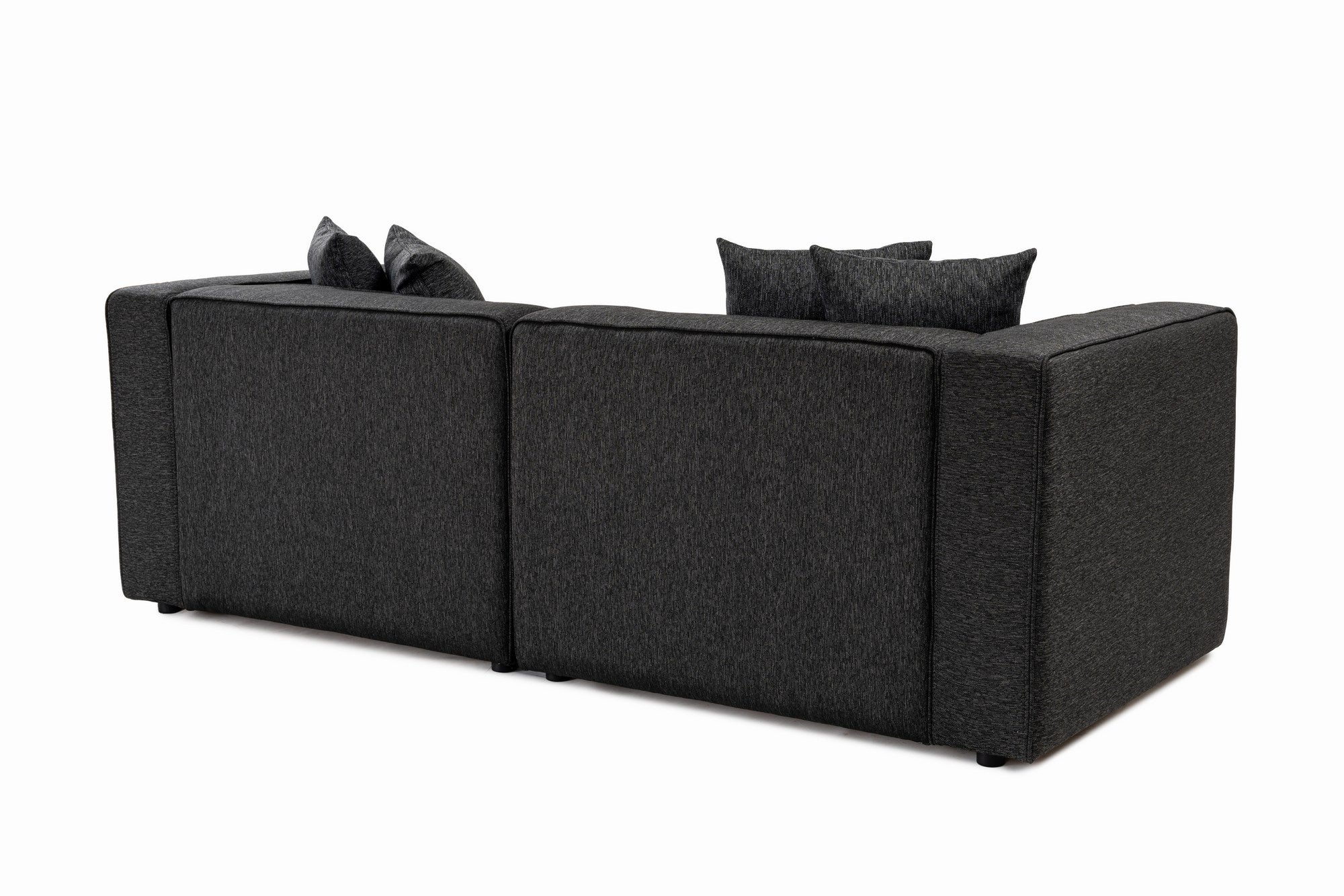 Sofá de canto elegante, antracite, 230 x 180 x 69 cm | Tecido de textura macia, estrutura de faia e abeto, 30 almofadas de espuma DNS | Perfeito para salas de estar modernas