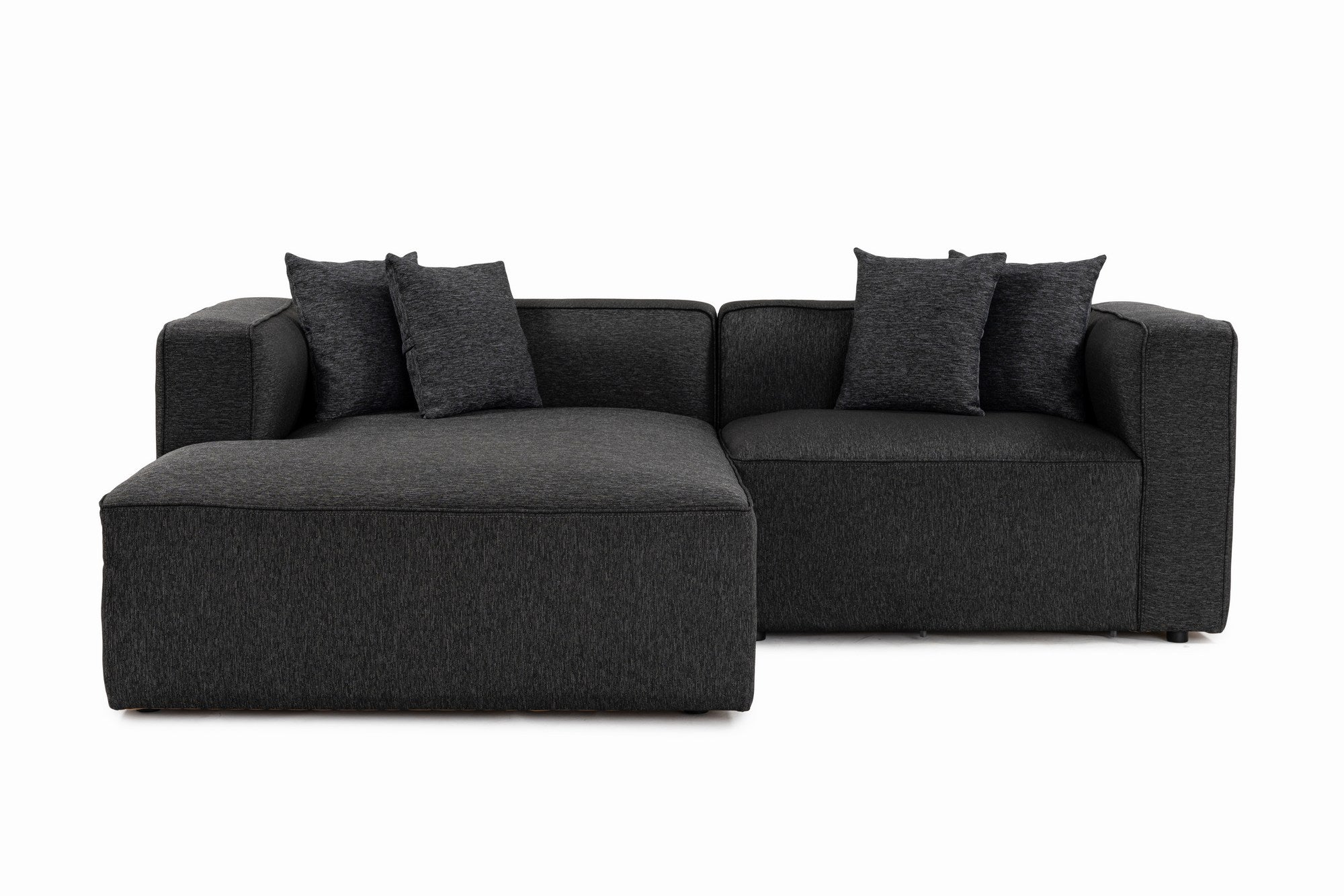 Sofá de canto elegante, antracite, 230 x 180 x 69 cm | Tecido de textura macia, estrutura de faia e abeto, 30 almofadas de espuma DNS | Perfeito para salas de estar modernas
