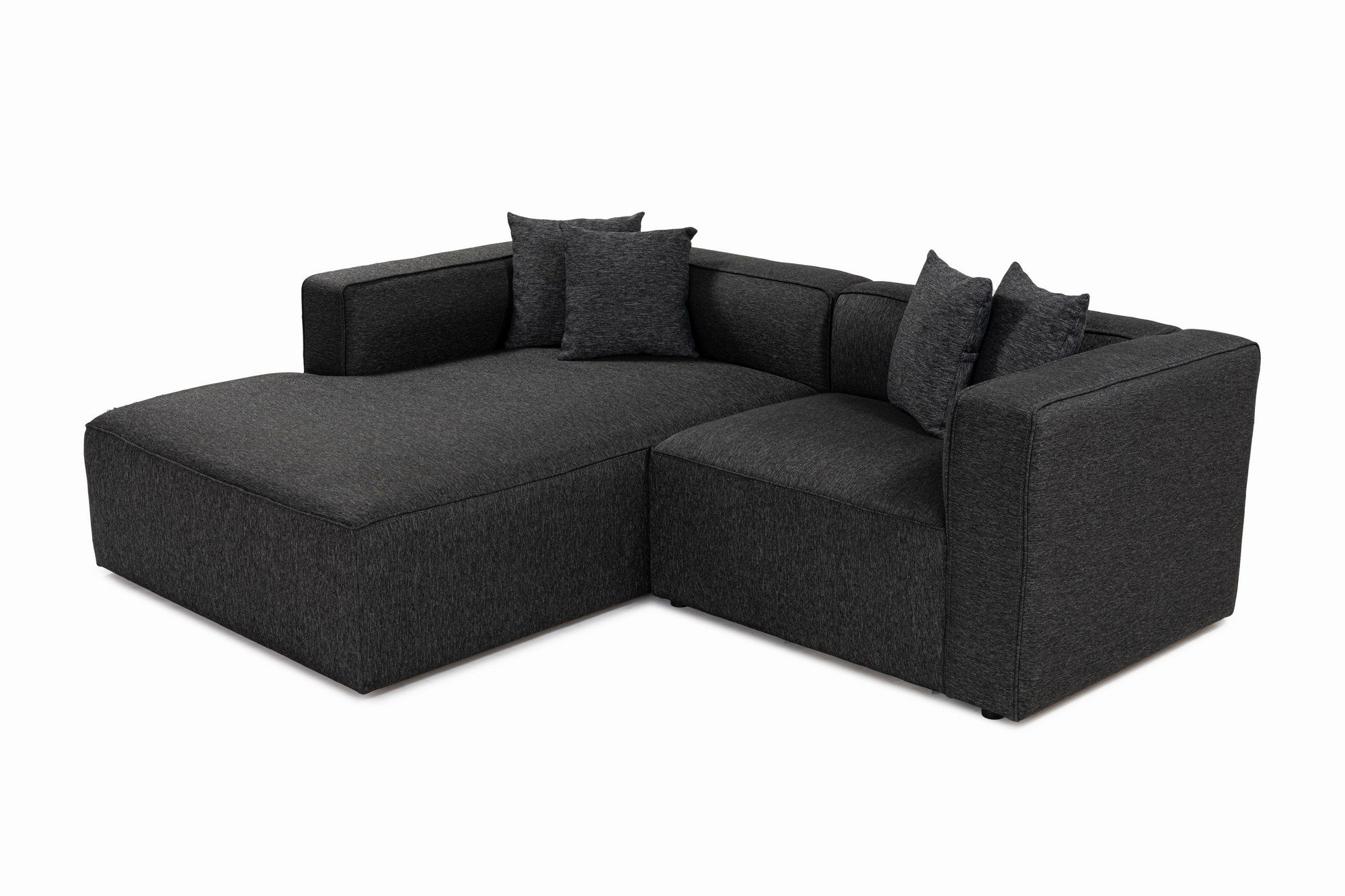 Sofá de canto elegante, antracite, 230 x 180 x 69 cm | Tecido de textura macia, estrutura de faia e abeto, 30 almofadas de espuma DNS | Perfeito para salas de estar modernas