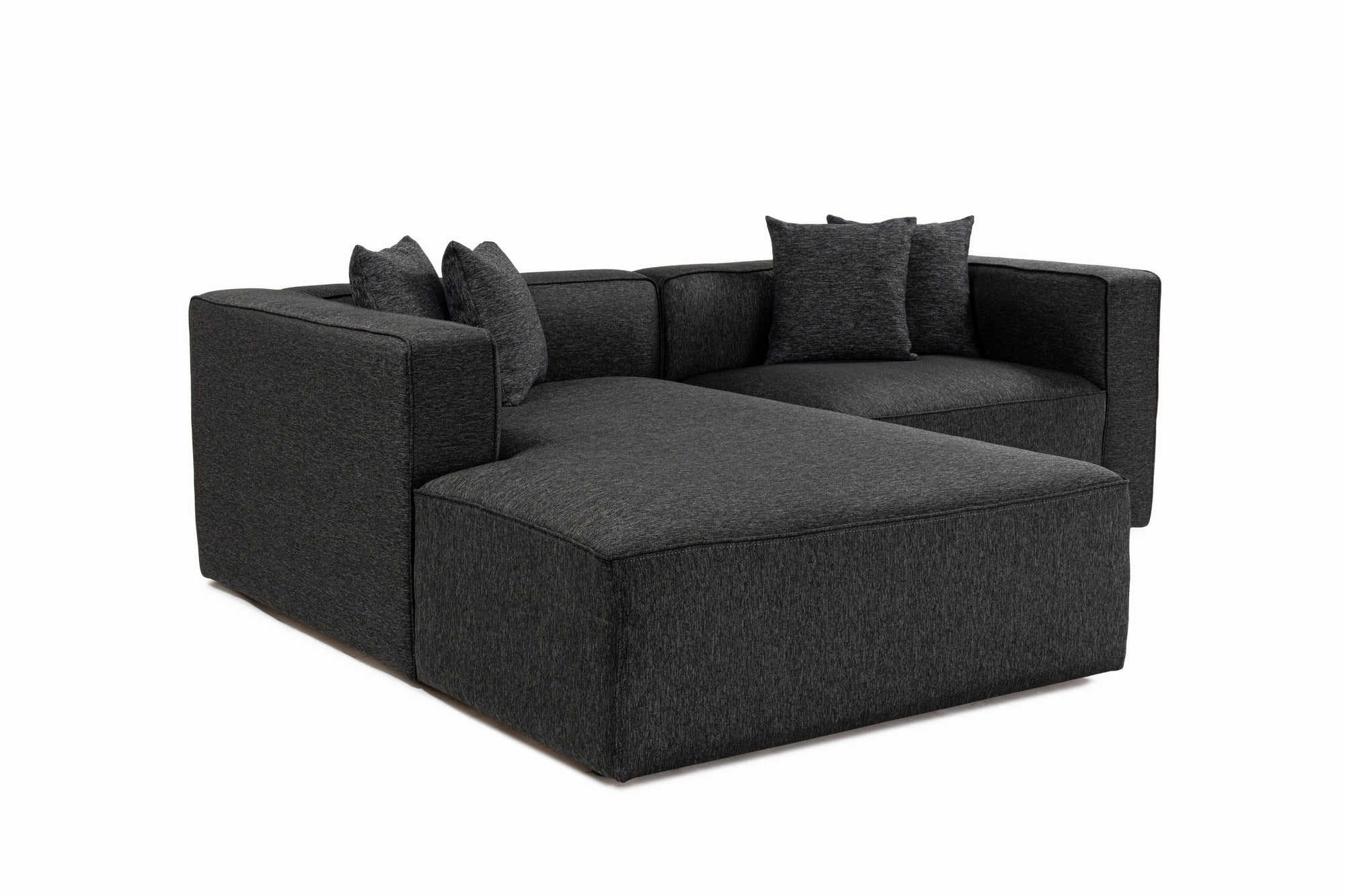 Sofá de canto elegante, antracite, 230 x 180 x 69 cm | Tecido de textura macia, estrutura de faia e abeto, 30 almofadas de espuma DNS | Perfeito para salas de estar modernas