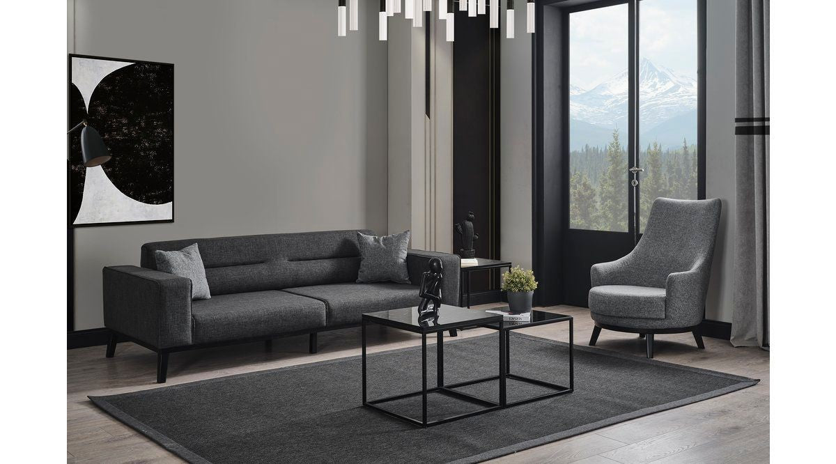 Poltrona Elegante, Cinza Claro, 67 x 80 x 77 cm | Estrutura em madeira de faia e aglomerado, 100% poliéster, almofadas de espuma macia | Elegante e confortável para sala de estar