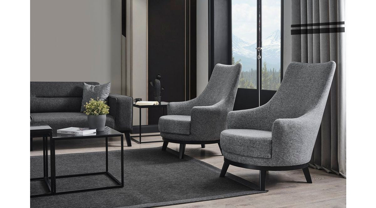 Poltrona Elegante, Cinza Claro, 67 x 80 x 77 cm | Estrutura em madeira de faia e aglomerado, 100% poliéster, almofadas de espuma macia | Elegante e confortável para sala de estar