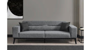 Sofá-cama elegante de 3 lugares, cinza claro, 222 x 92 x 74 cm | Estrutura em madeira de faia, 100% poliéster, mecanismo giratório | Perfeito para espaços modernos