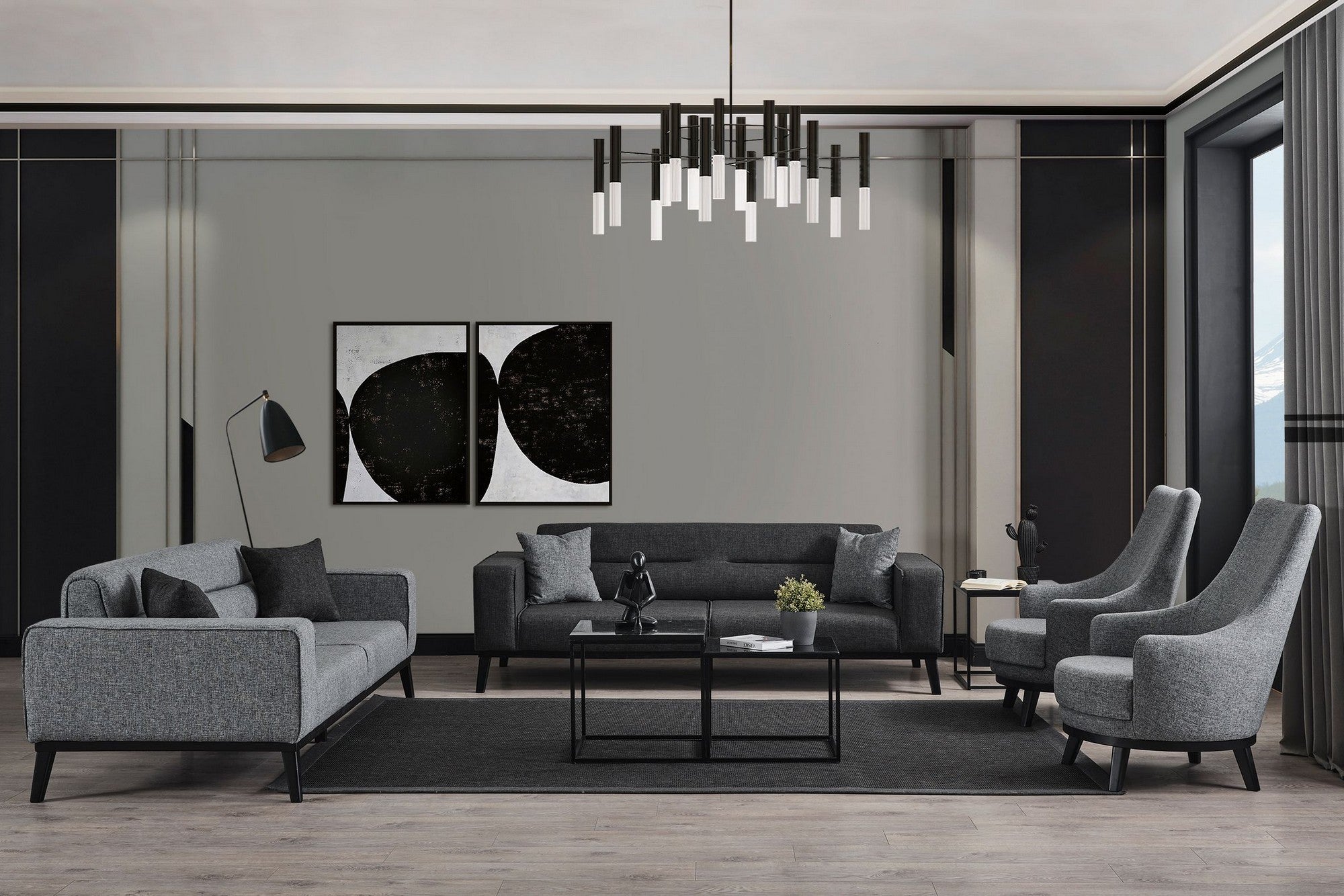Sofá-cama elegante de 3 lugares, cinza claro, 222 x 92 x 74 cm | Estrutura em madeira de faia, 100% poliéster, mecanismo giratório | Perfeito para espaços modernos