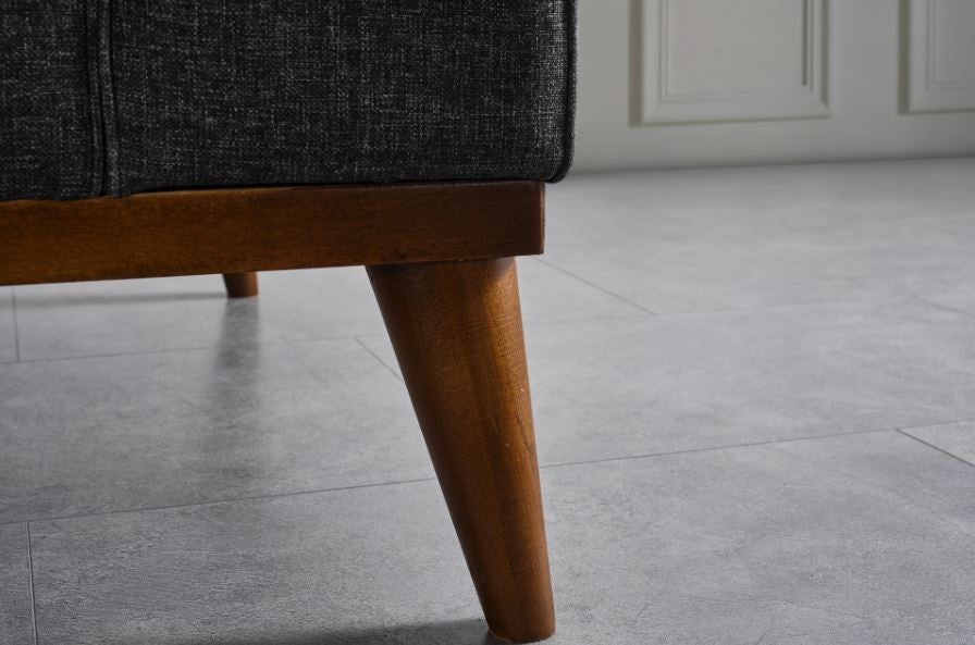 Sofá-cama elegante de 3 lugares, antracite, 222 x 90 x 80 cm | Estrutura em madeira de faia, 100% poliéster, mecanismo giratório nas costas | Design confortável e elegante