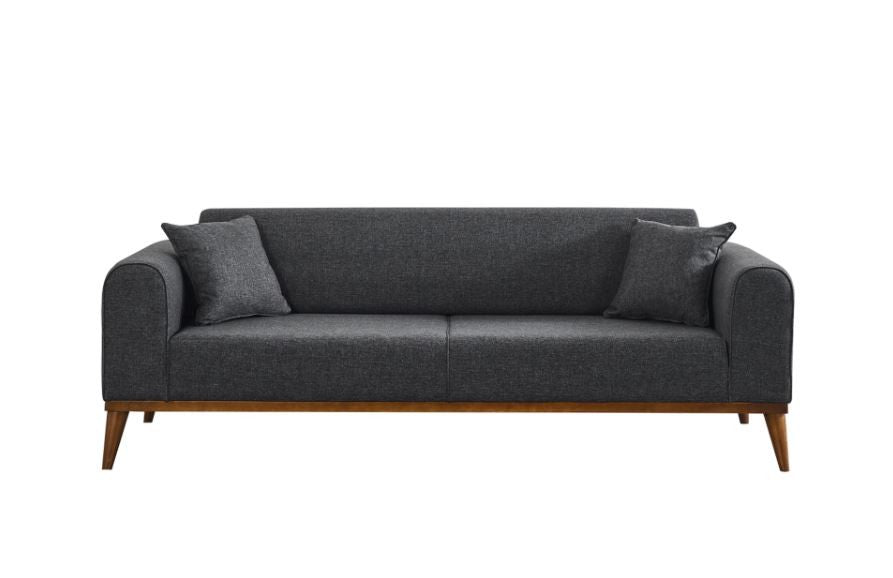 Sofá-cama elegante de 3 lugares, antracite, 222 x 90 x 80 cm | Estrutura em madeira de faia, 100% poliéster, mecanismo giratório nas costas | Design confortável e elegante
