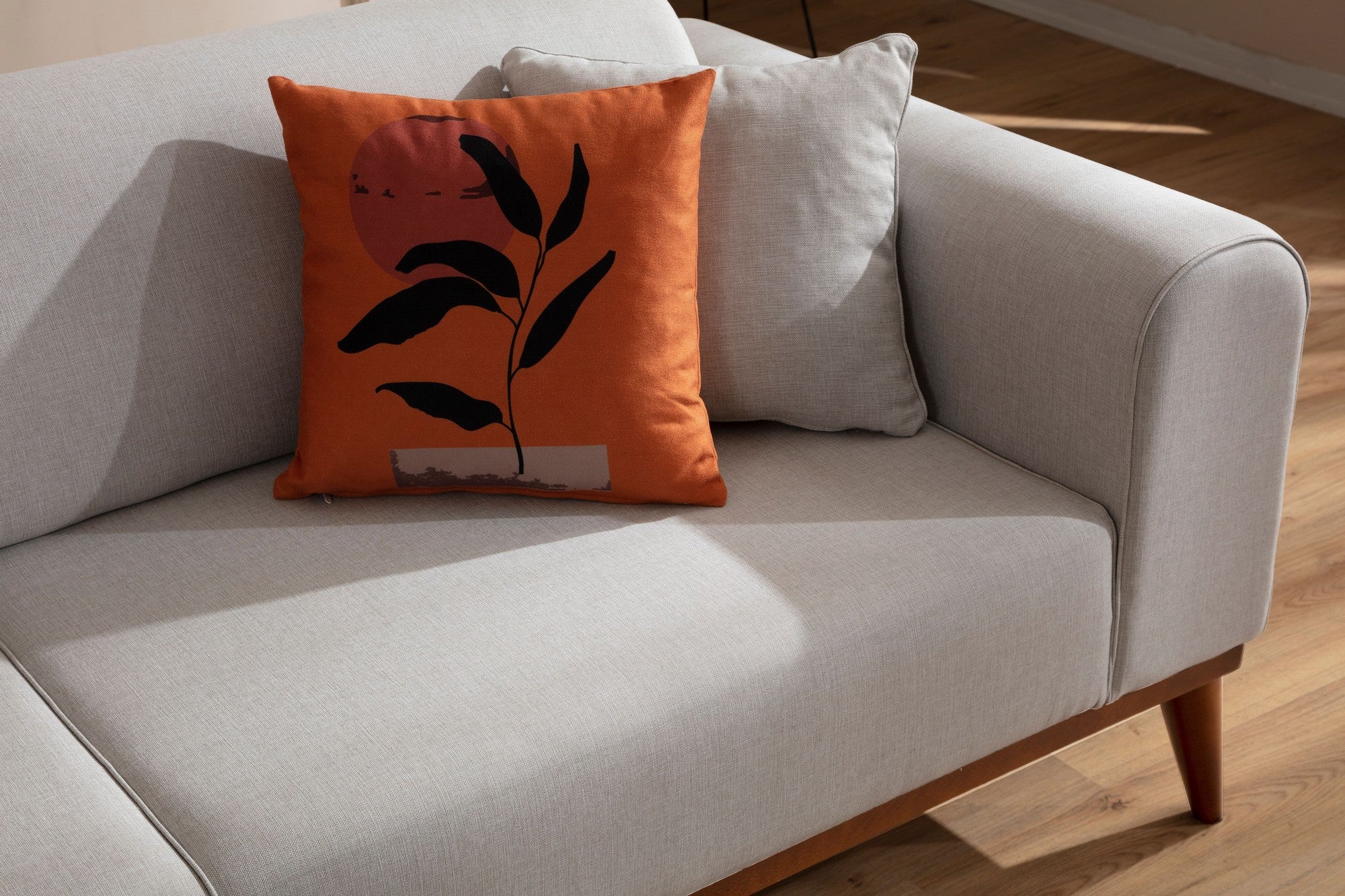 Sofá-cama elegante de 3 lugares, creme, 222 x 90 x 80 cm | Estrutura em madeira de faia, 100% poliéster, mecanismo giratório | Elegante e funcional para uma vida moderna