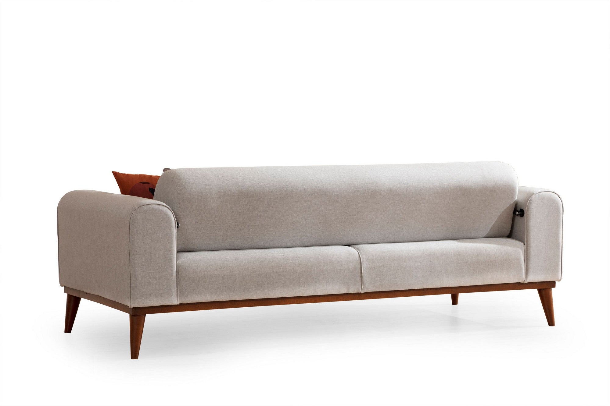 Sofá-cama elegante de 3 lugares, creme, 222 x 90 x 80 cm | Estrutura em madeira de faia, 100% poliéster, mecanismo giratório | Elegante e funcional para uma vida moderna