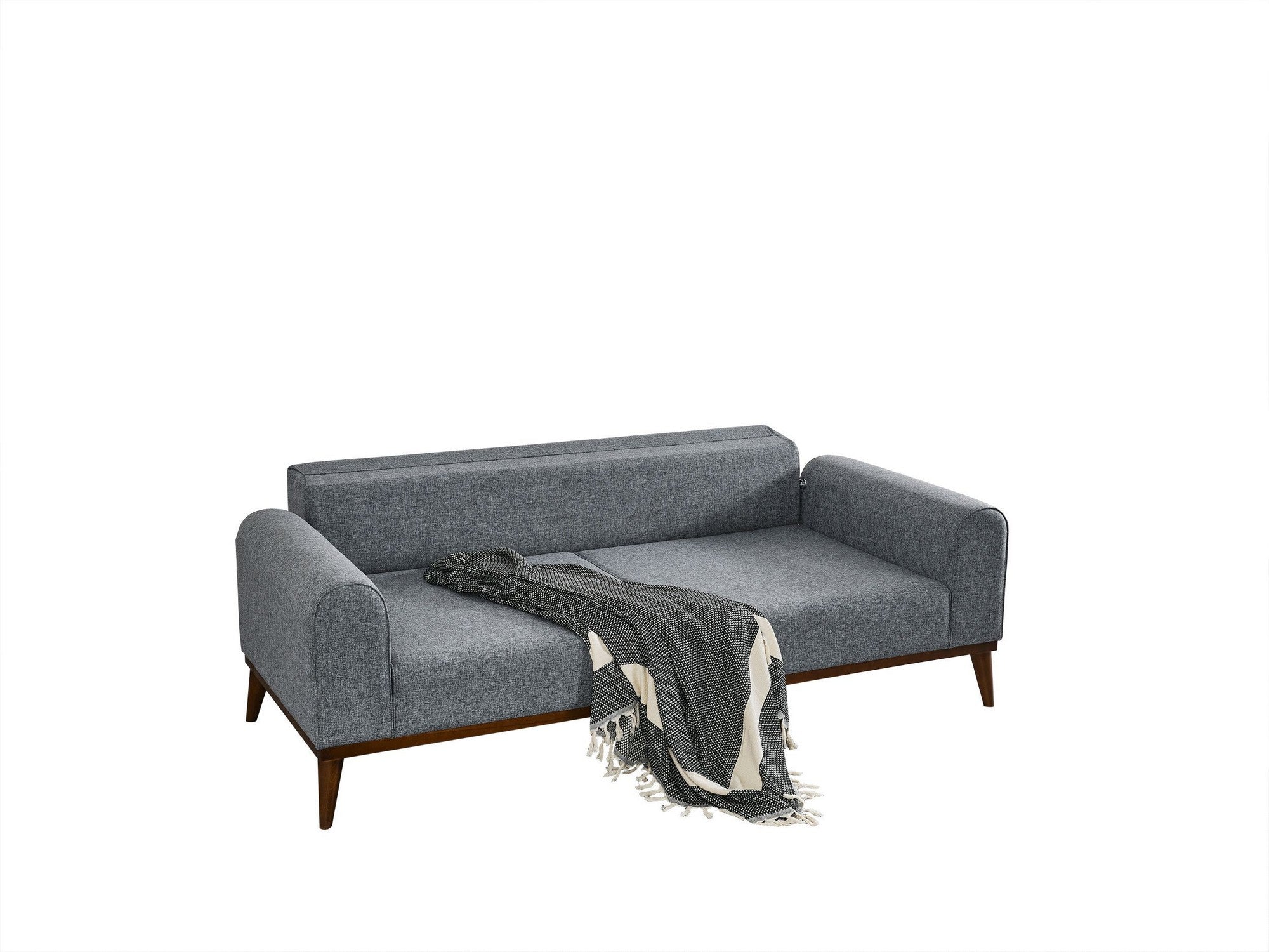 Sofá-cama elegante de 3 lugares, cinza claro, 222 x 90 x 80 cm | Estrutura em madeira de faia, 100% poliéster, mecanismo giratório nas costas | Design confortável e versátil