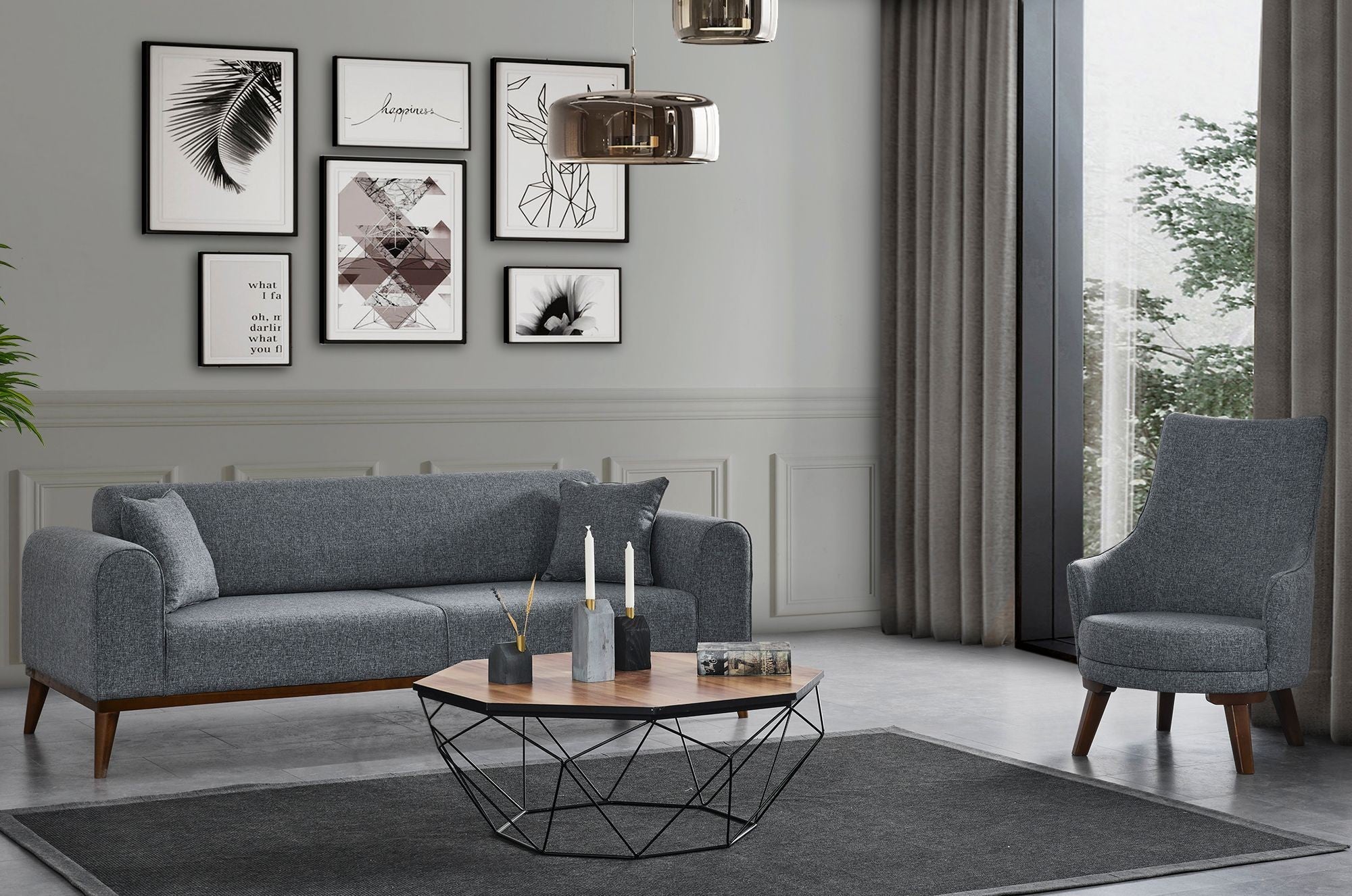 Poltrona Elegante, Cinza Claro, 72 x 87 x 102 cm | Estrutura em Madeira de Faia e Aglomerado, 100% Poliéster, Almofadas de Espuma Macia | Elegante e Confortável para Sala de Estar