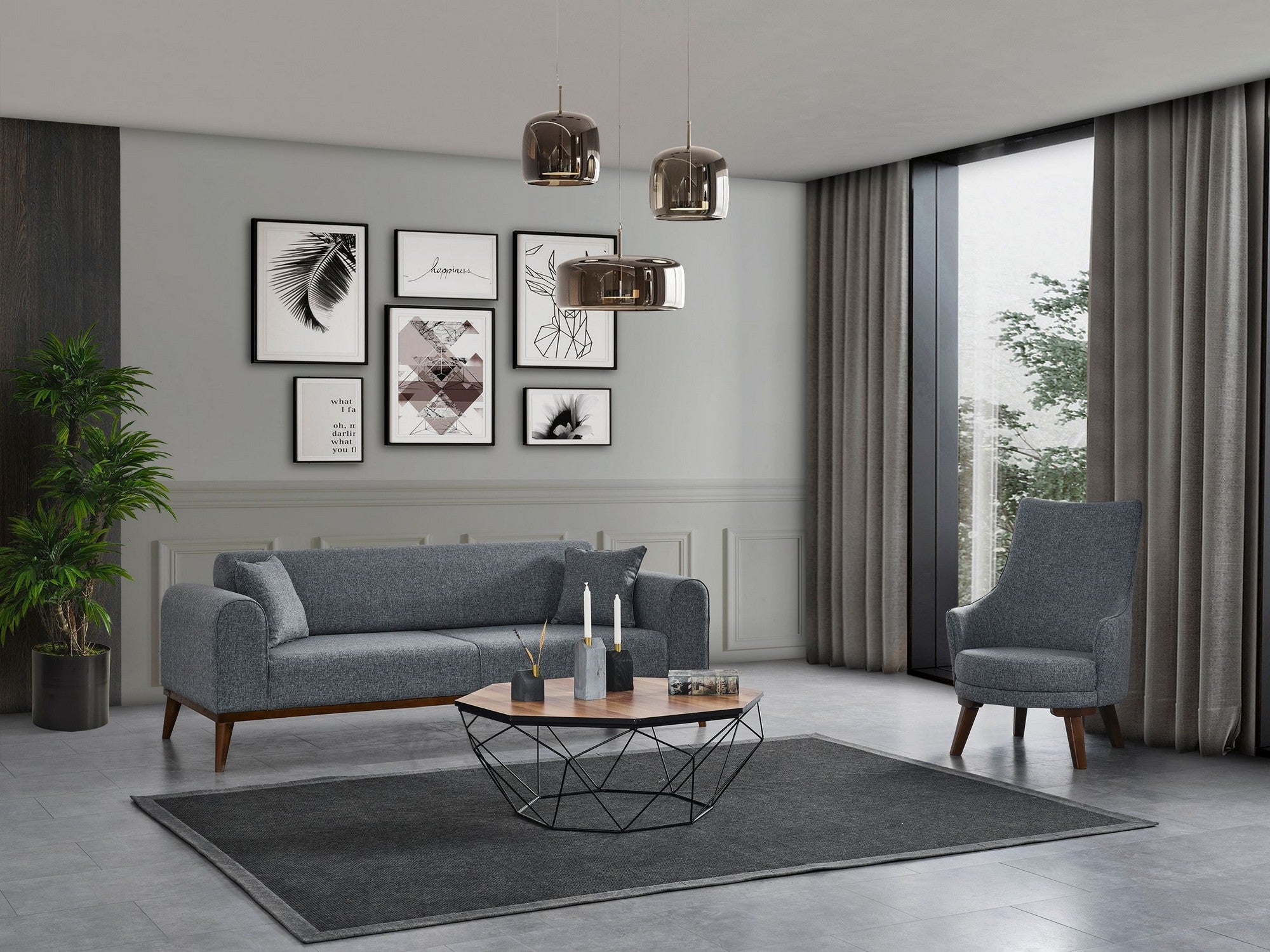 Poltrona Elegante, Cinza Claro, 72 x 87 x 102 cm | Estrutura em Madeira de Faia e Aglomerado, 100% Poliéster, Almofadas de Espuma Macia | Elegante e Confortável para Sala de Estar