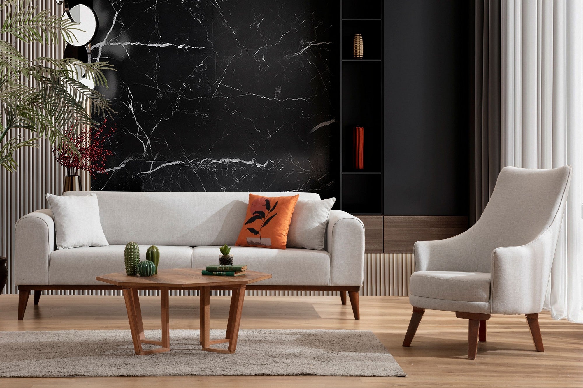 Poltrona Elegante, Cor Creme, 72 x 87 x 102 cm | Estrutura em Madeira de Faia e Aglomerado, 100% Poliéster, Almofadas de Espuma Macia | Assentos Elegantes e Confortáveis para Casa